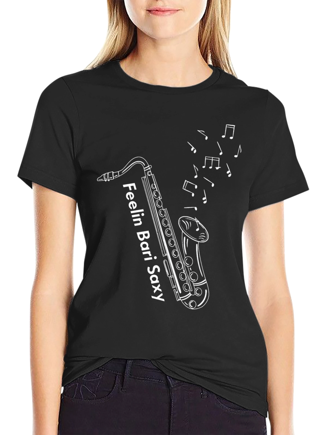 Feelin Bari Saxy Black Graphic Tee