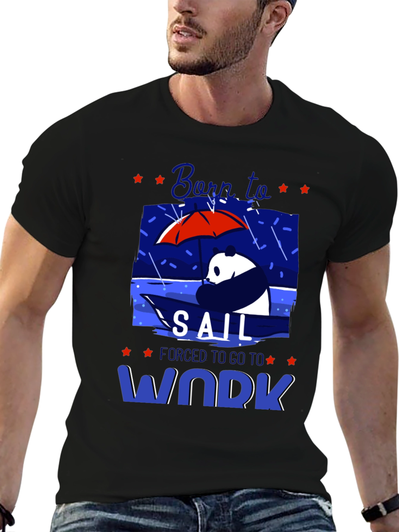 Born to Sail T-Shirt Panda Graphic Tee