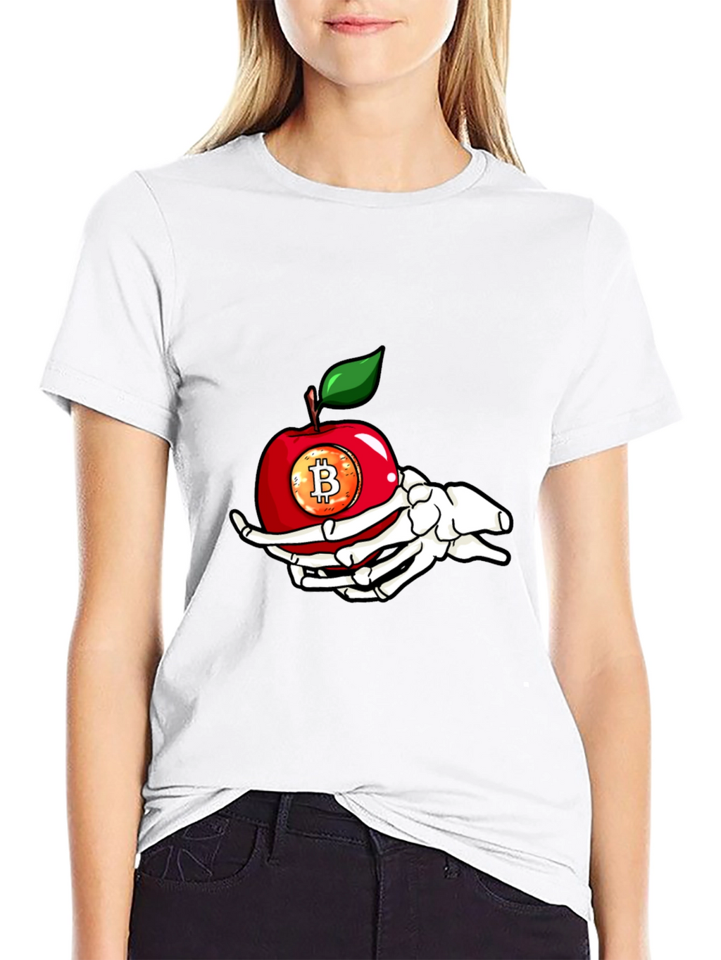 Bitcoin Apple Skeleton Hand T-Shirt