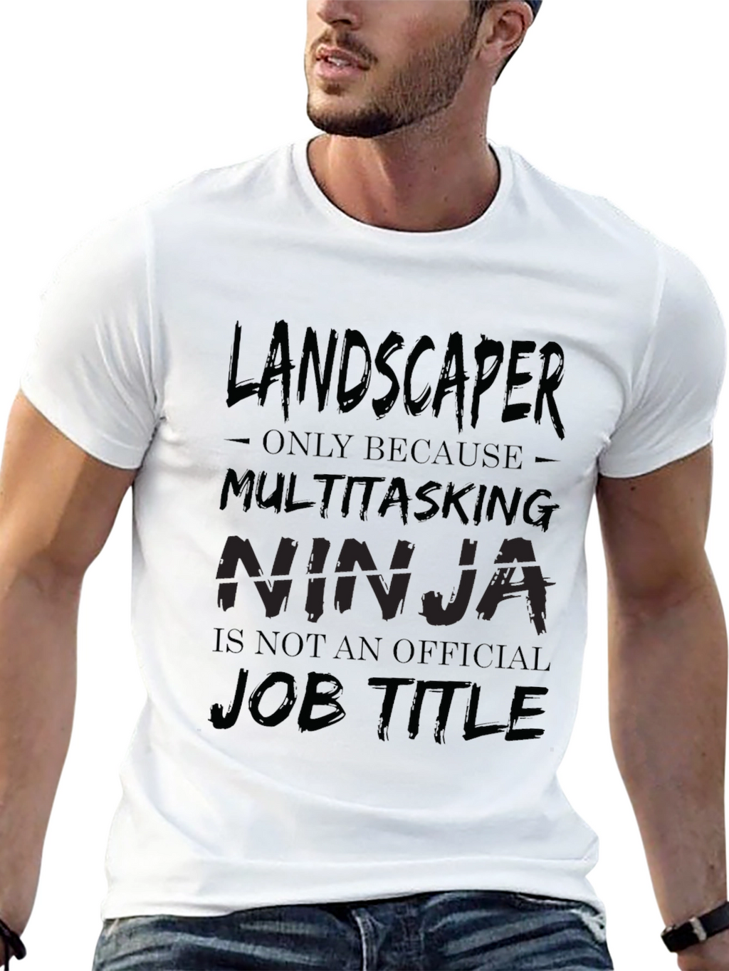 Landscaper Ninja Black Cotton T-Shirt
