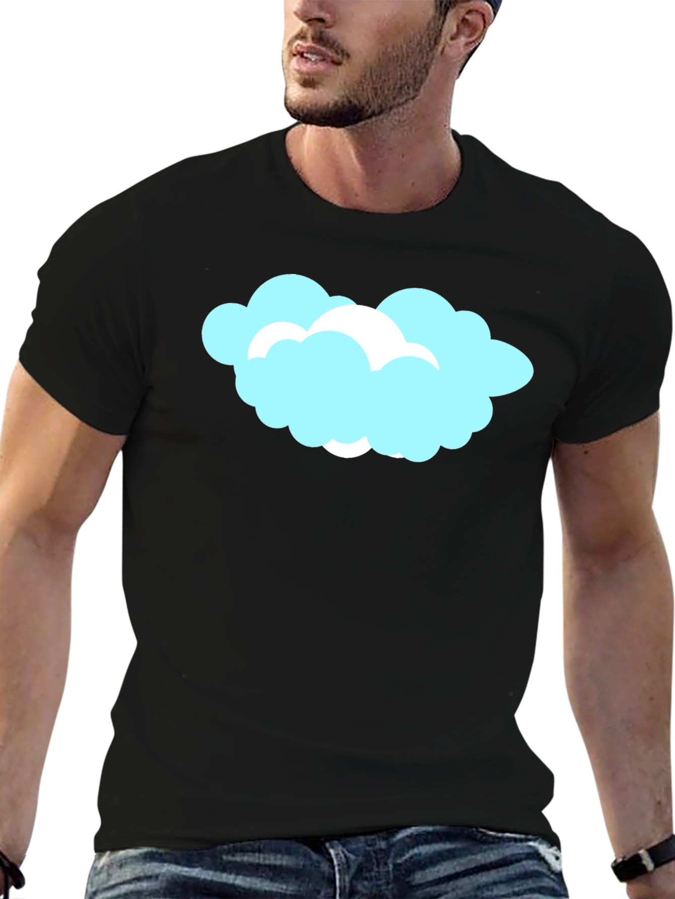 Cloud Graphic Black T-Shirt Soft Cotton Tee