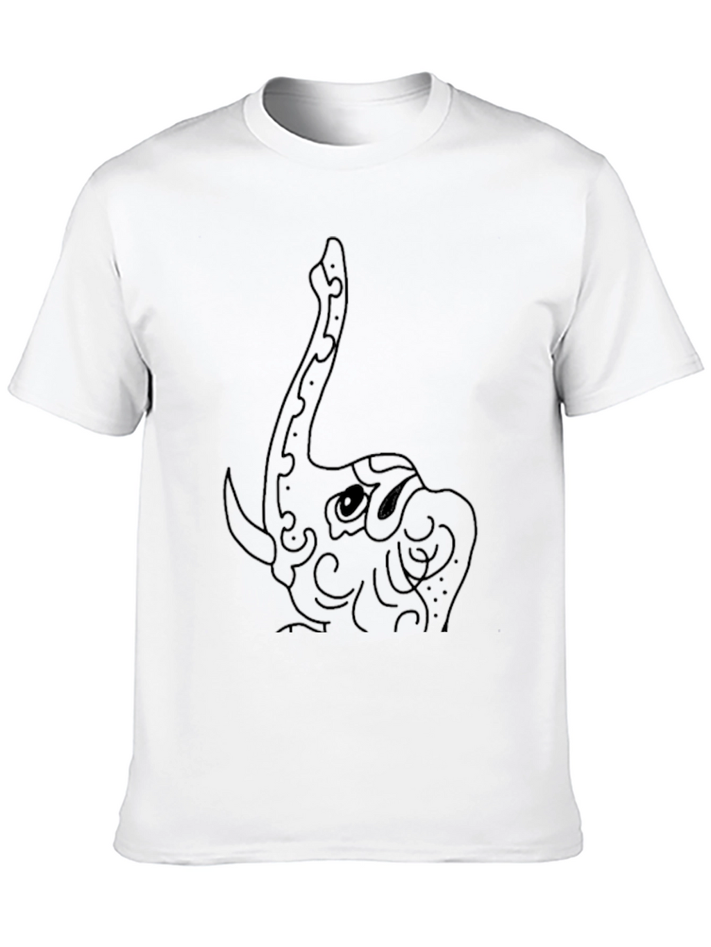 Elephant Outline Black T-Shirt