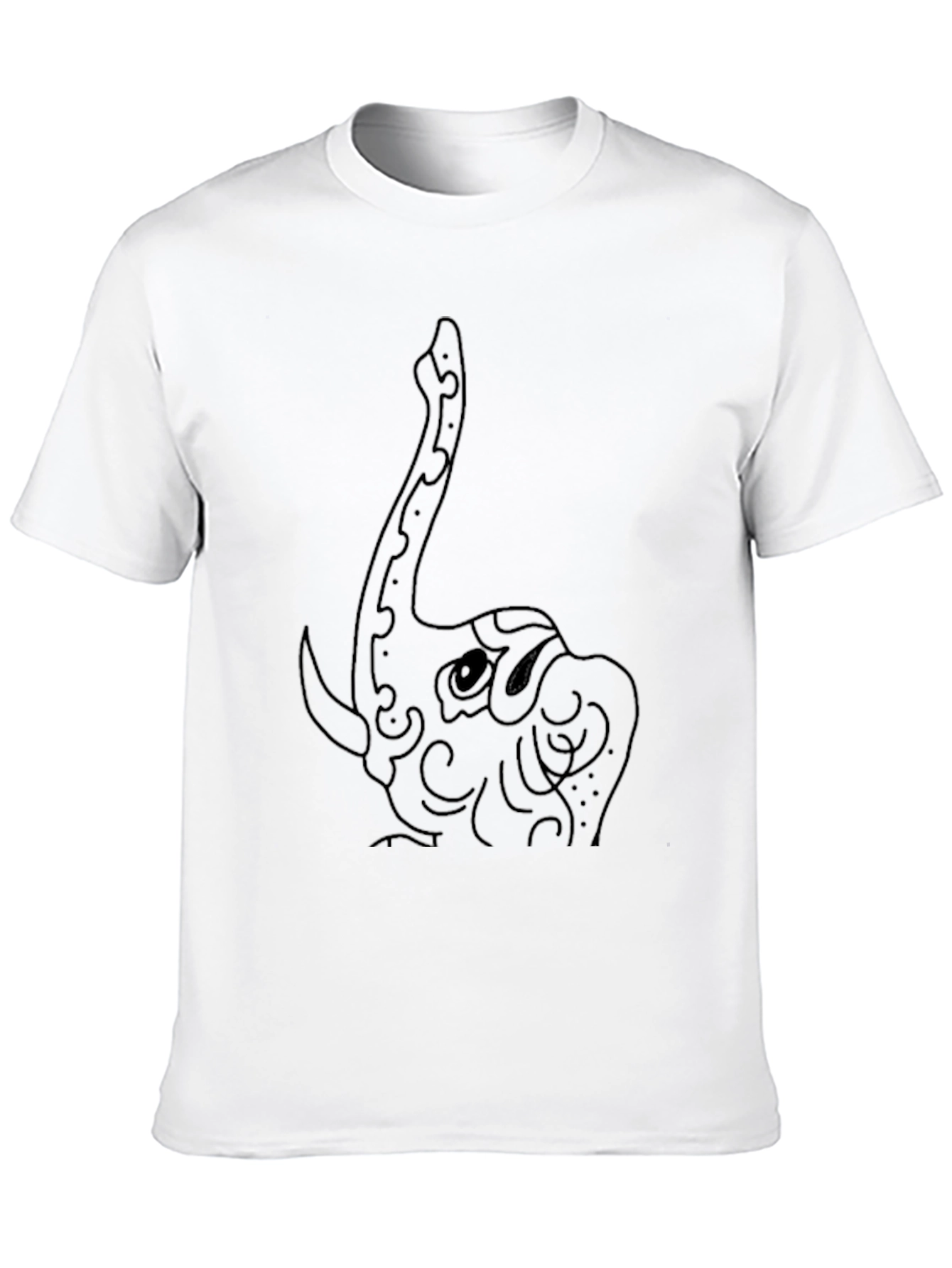 Elephant Outline Black T-Shirt