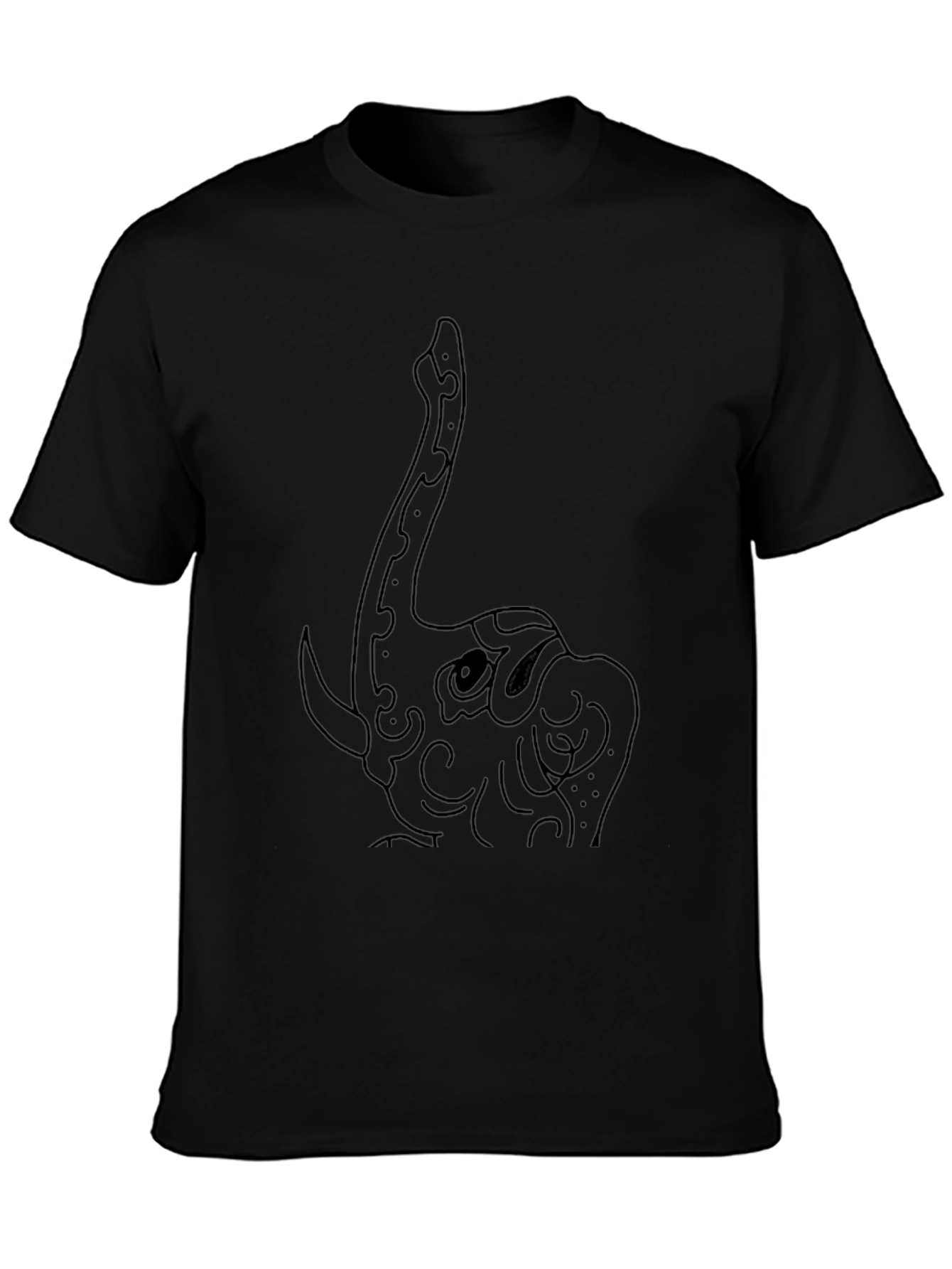 Elephant Outline Black T-Shirt