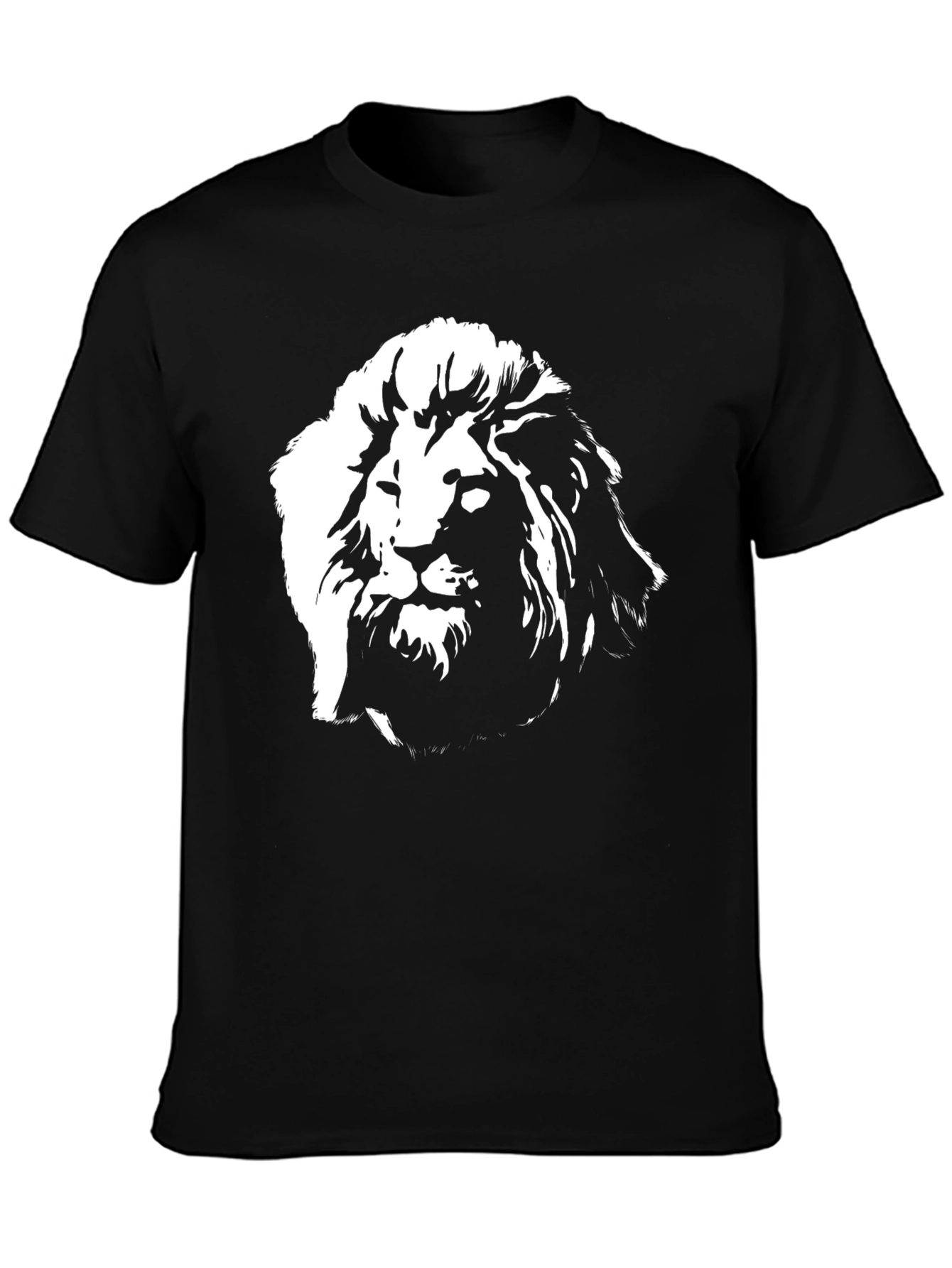 Lion Graphic Tee - Black Cotton Blend T-Shirt