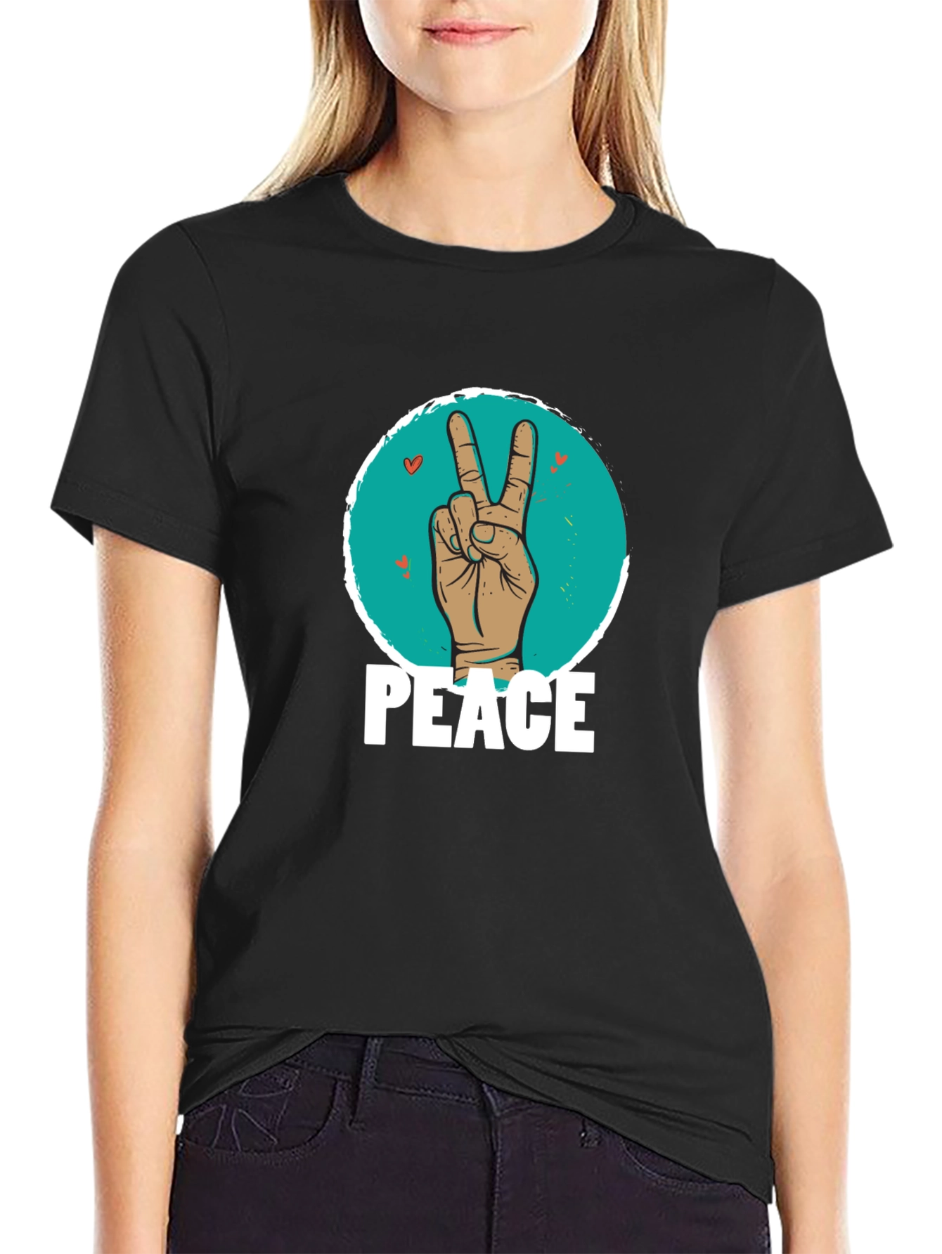 Peace Sign Hand Graphic T-Shirt