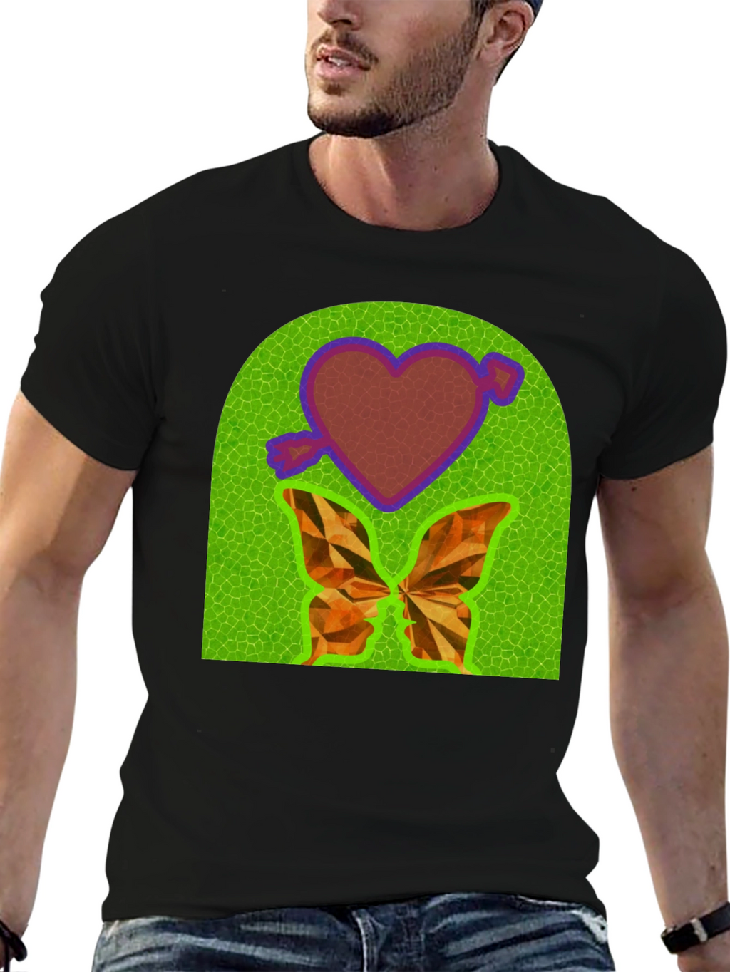 Heart & Butterfly Graphic Tee - Unique Design T-Shirt