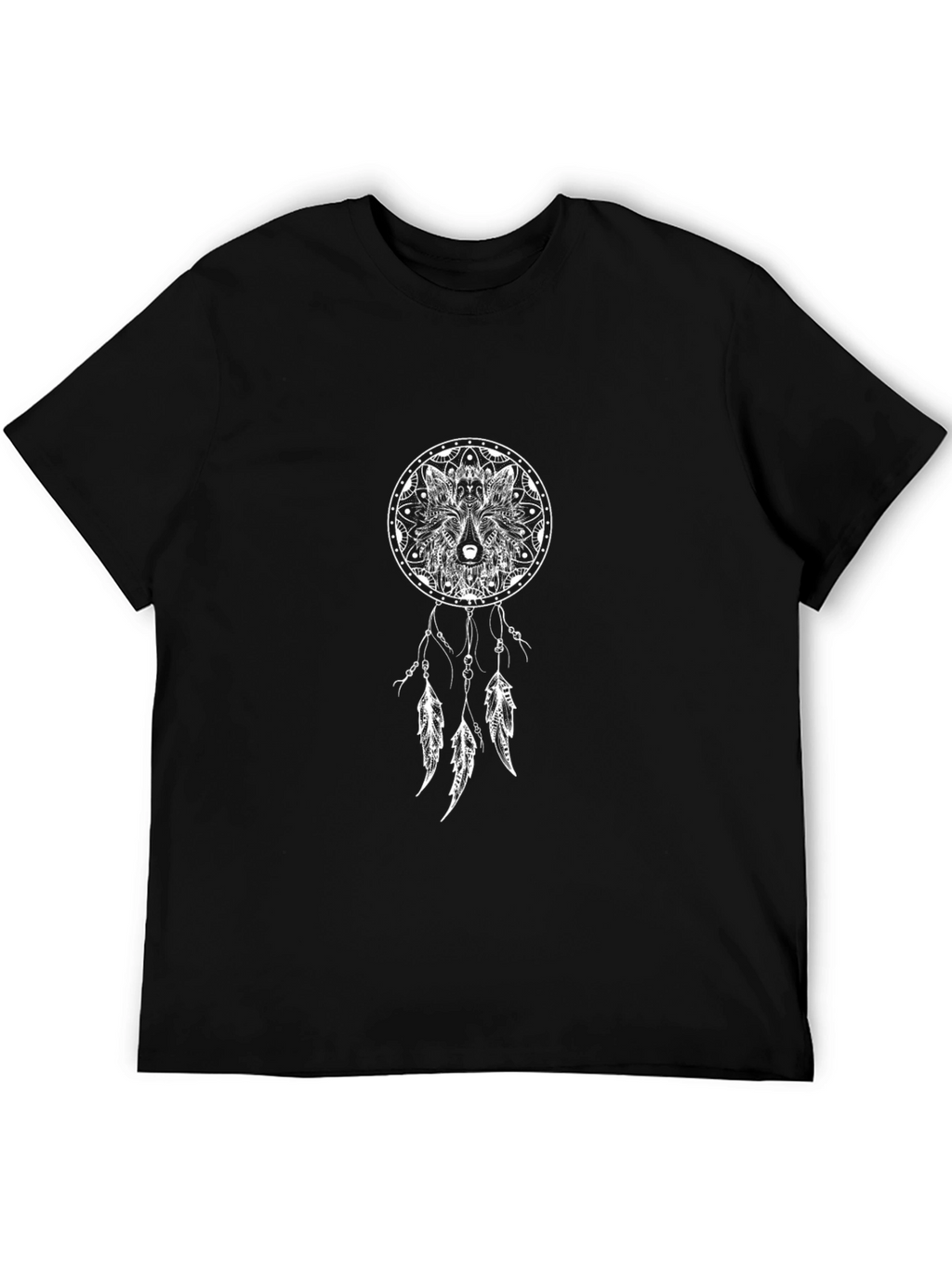 Wolf Dreamcatcher Graphic Tee - Unisex Black T-Shirt
