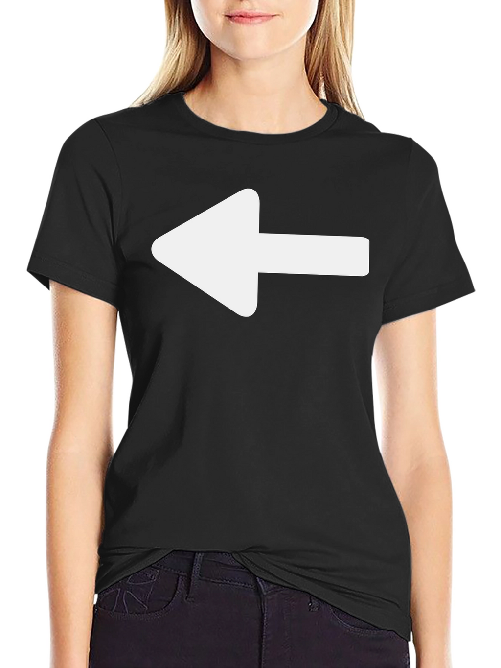 Left Arrow Graphic T-Shirt - Casual Black Tee