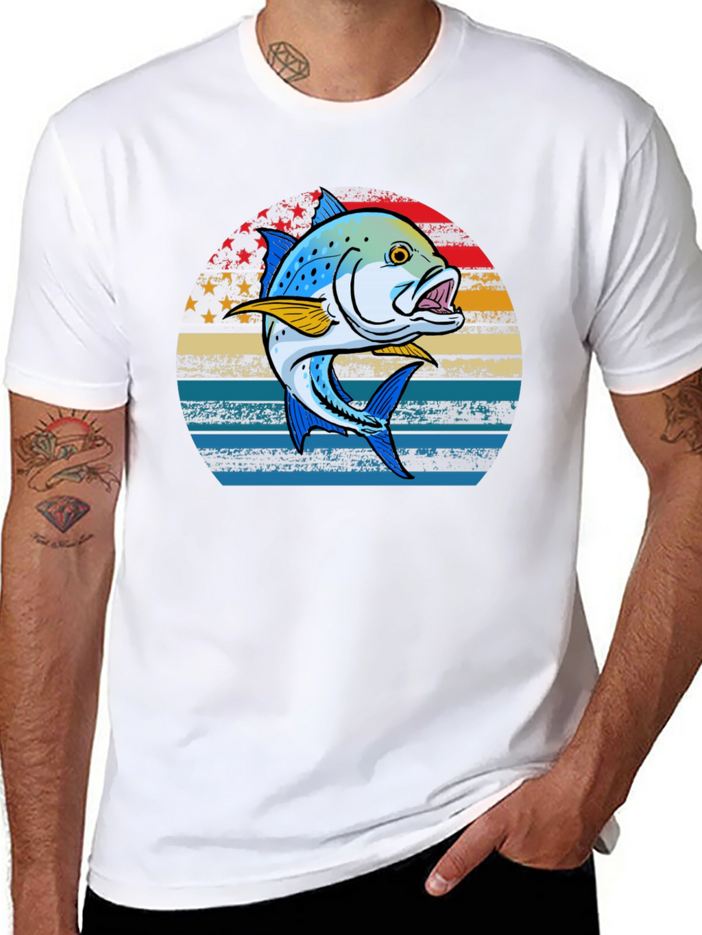 Fishing T-Shirt: Patriotic Fish Graphic Tee