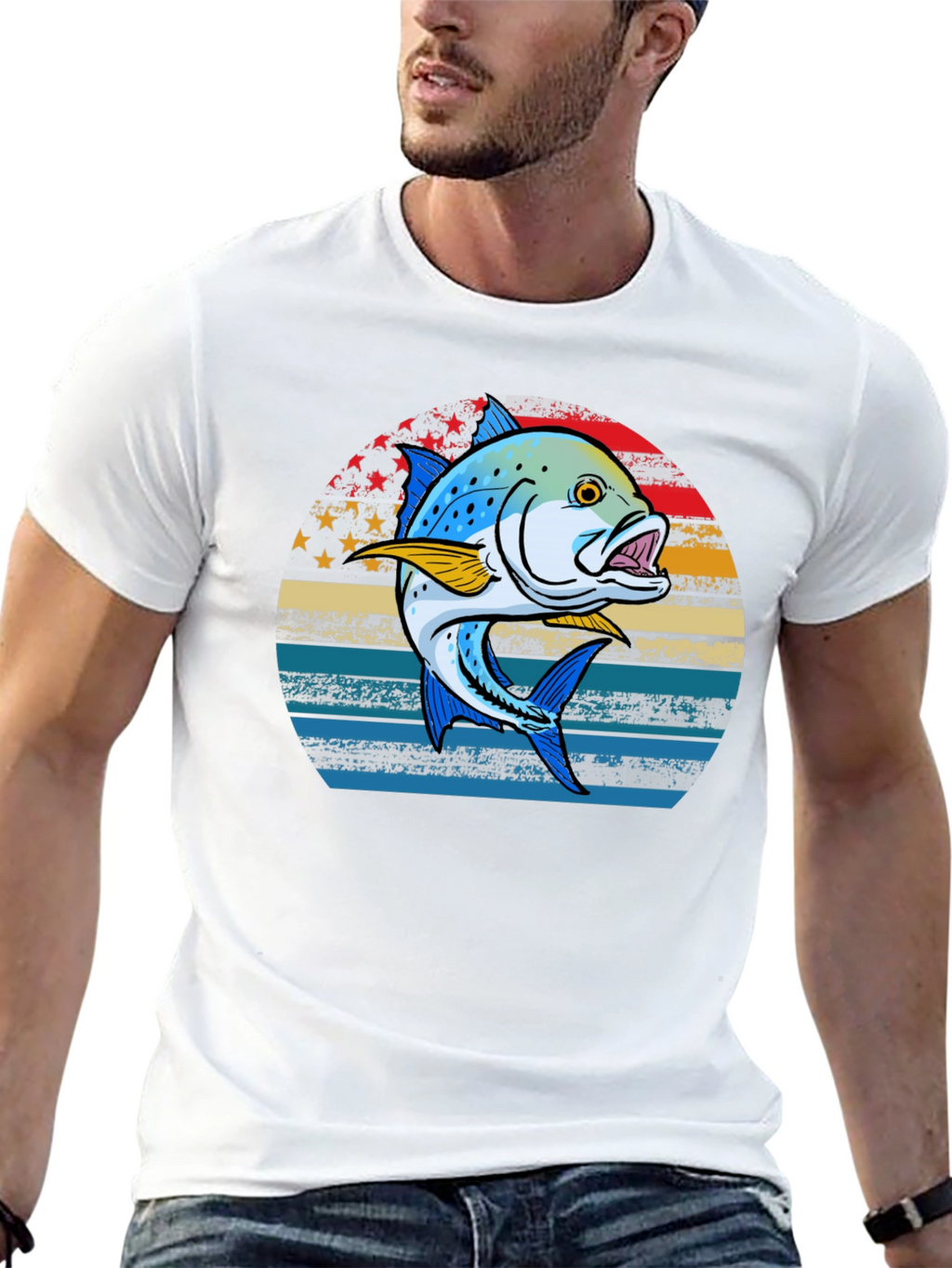 Fishing T-Shirt: Patriotic Fish Graphic Tee