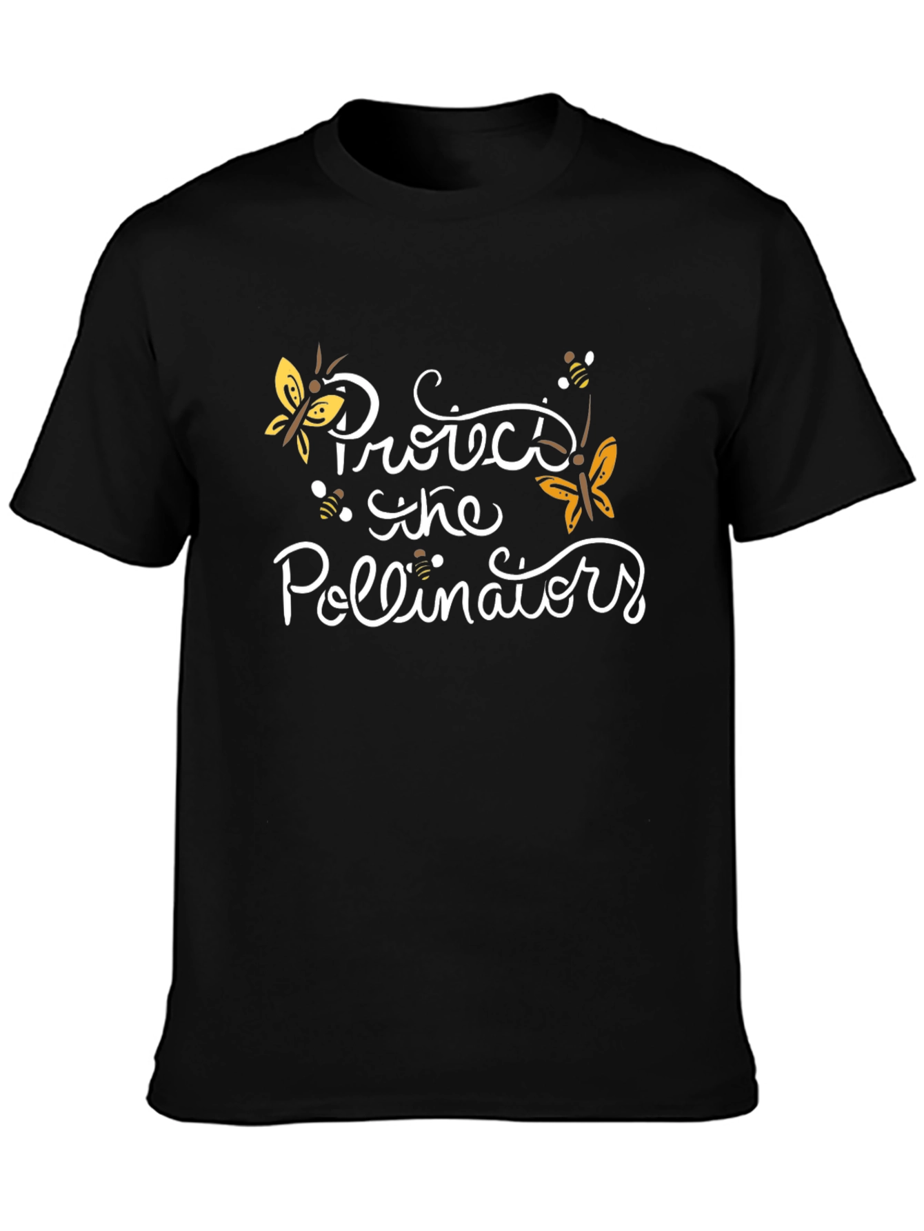 Protect Pollinators Black Graphic T-Shirt