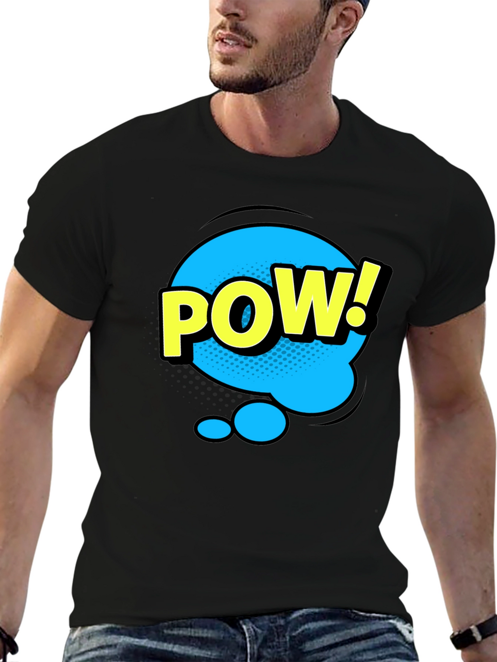 Pow! Graphic Print T-Shirt - Black Comic Style Tee