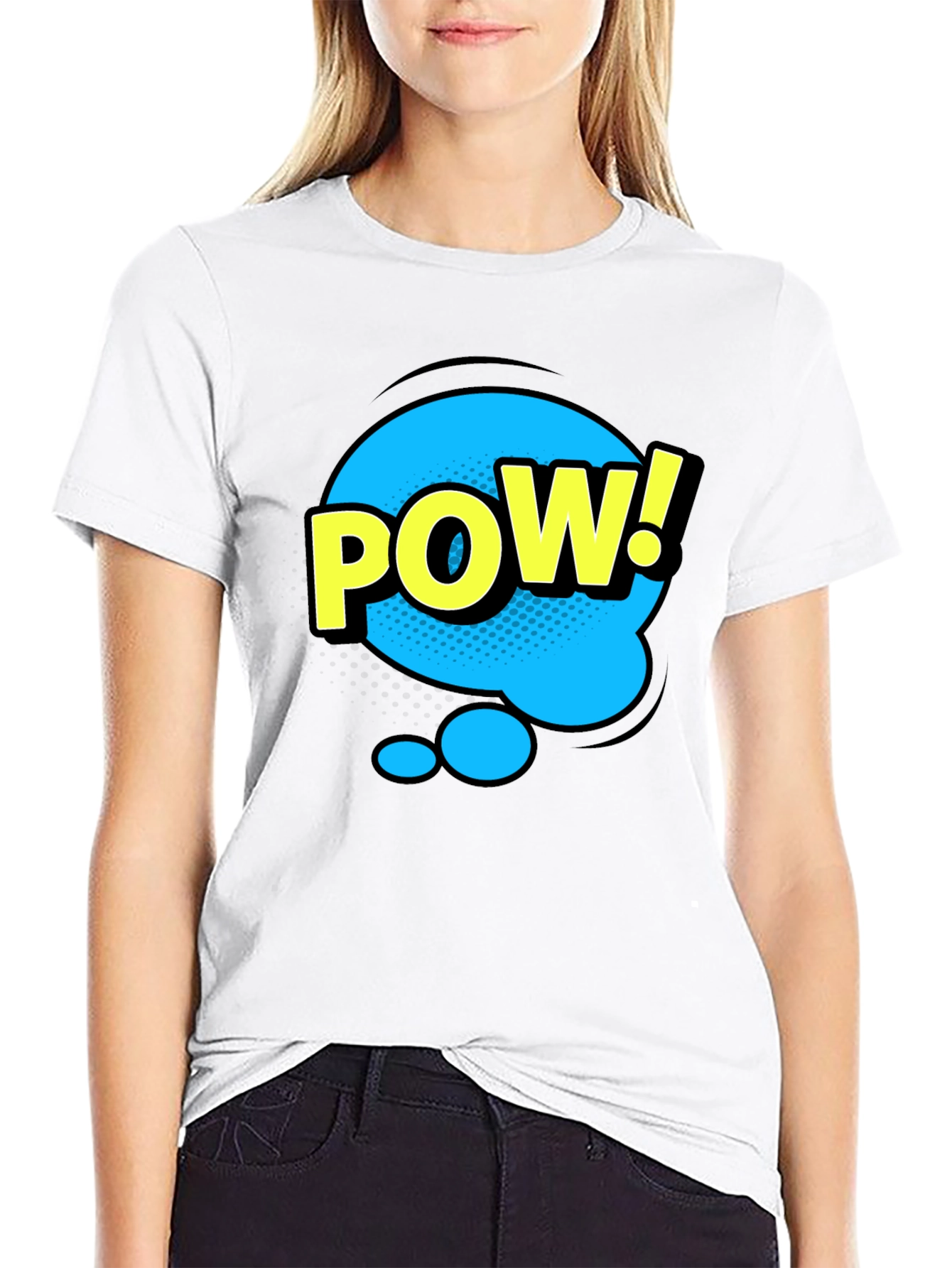 Pow! Graphic Print T-Shirt - Black Comic Style Tee