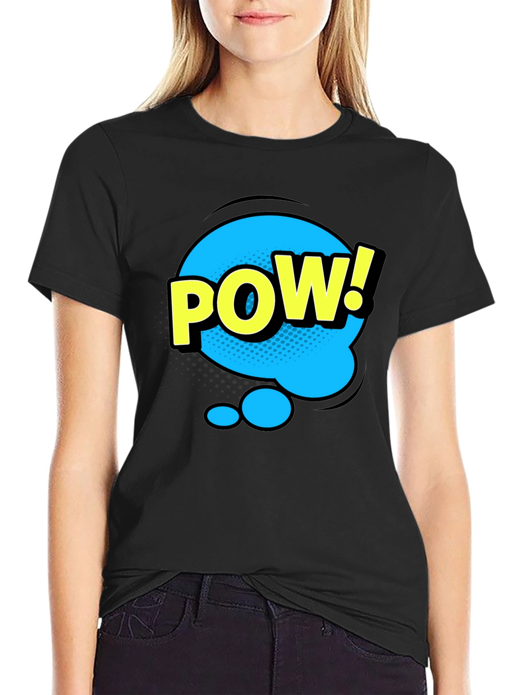 Pow! Graphic Print T-Shirt - Black Comic Style Tee