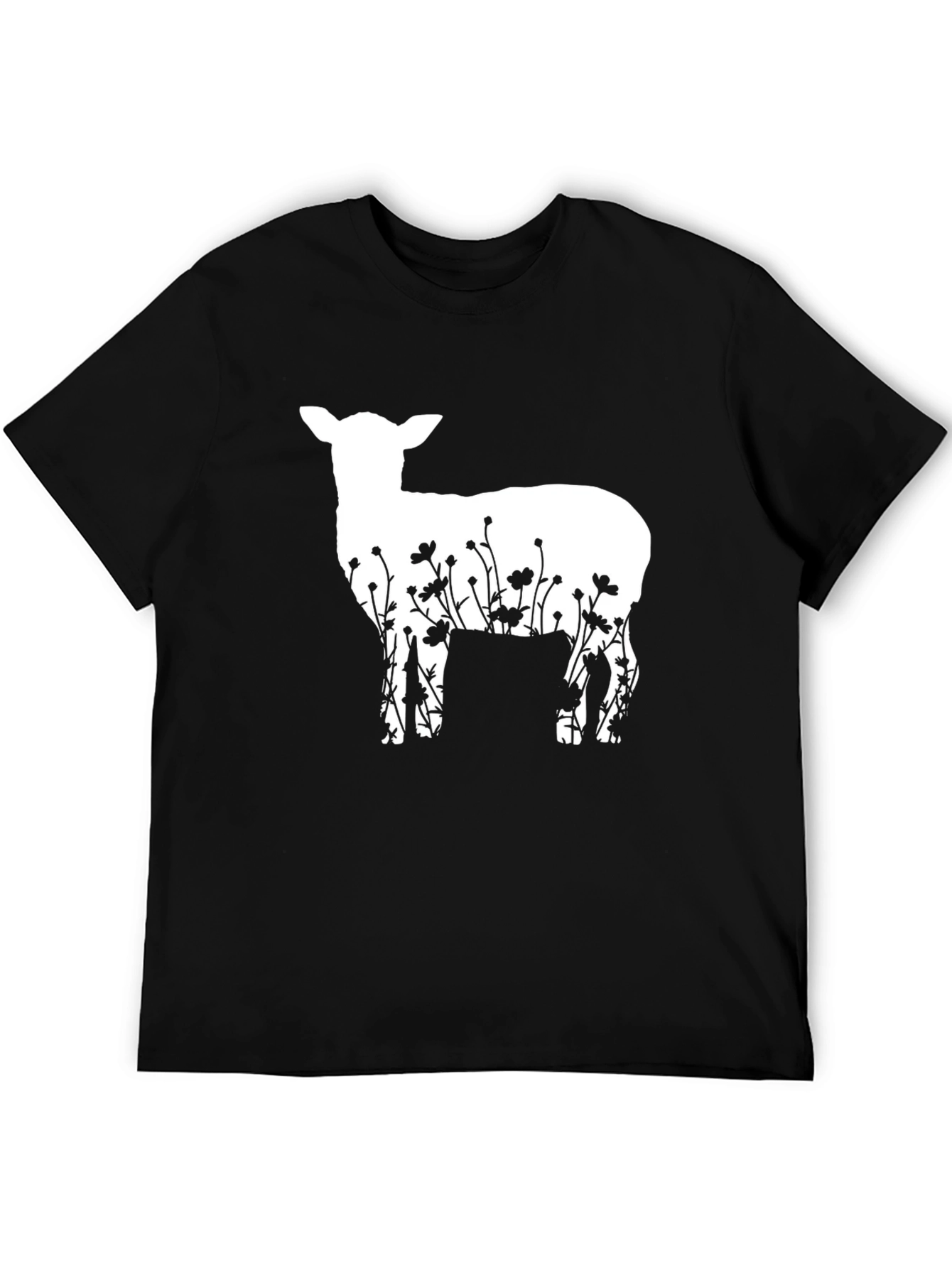 Lamb & Floral T-Shirt - Unique Graphic Tee