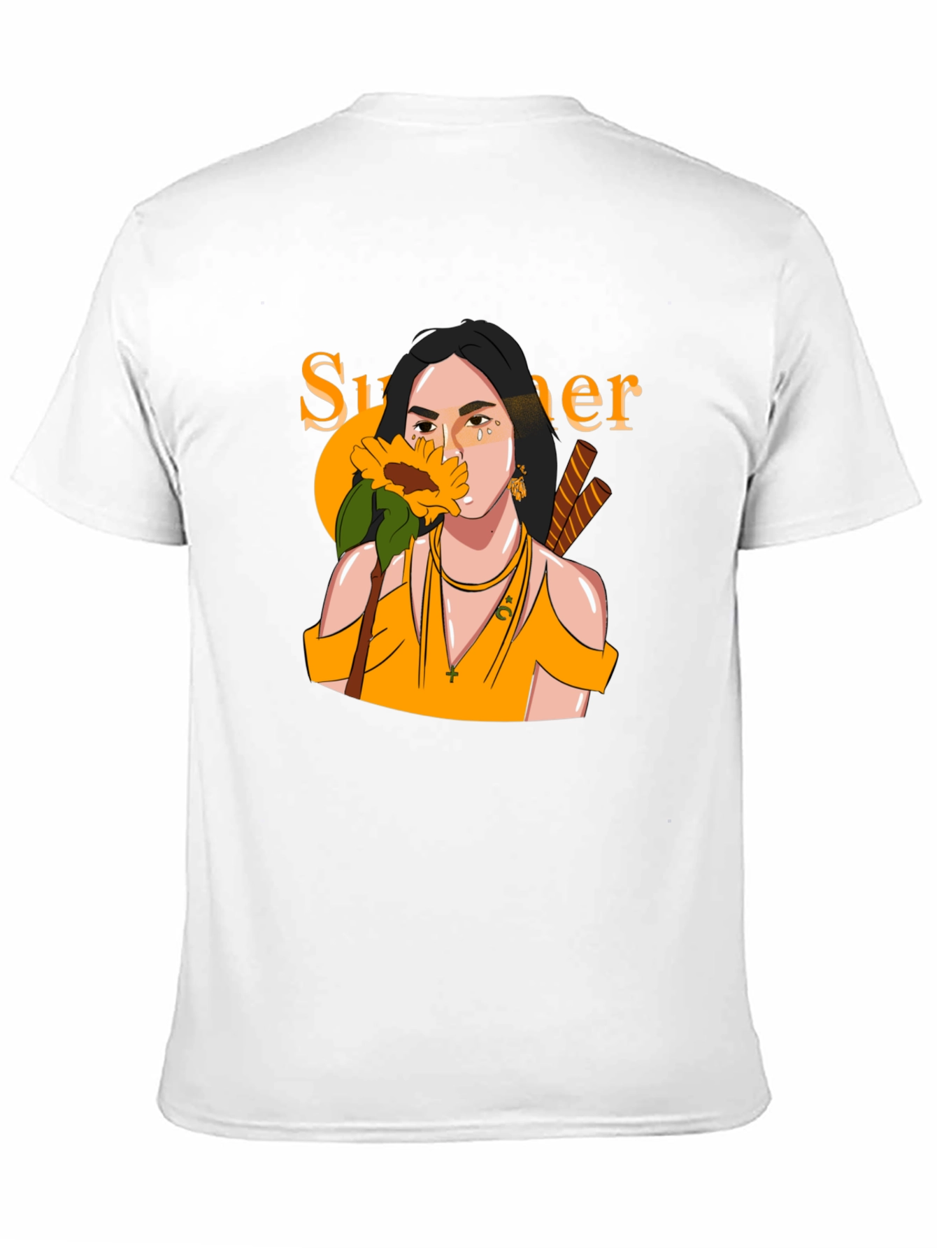 Summer Sunflower Graphic Black T-Shirt
