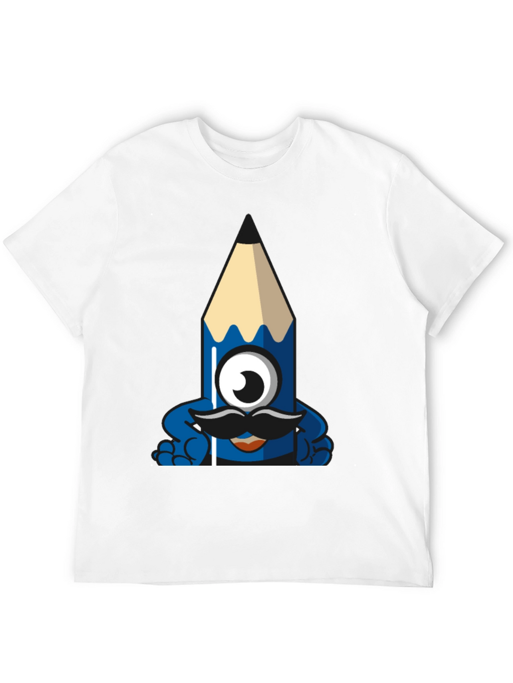 Funny Pencil Monster Graphic Tee - Black Cotton T-Shirt