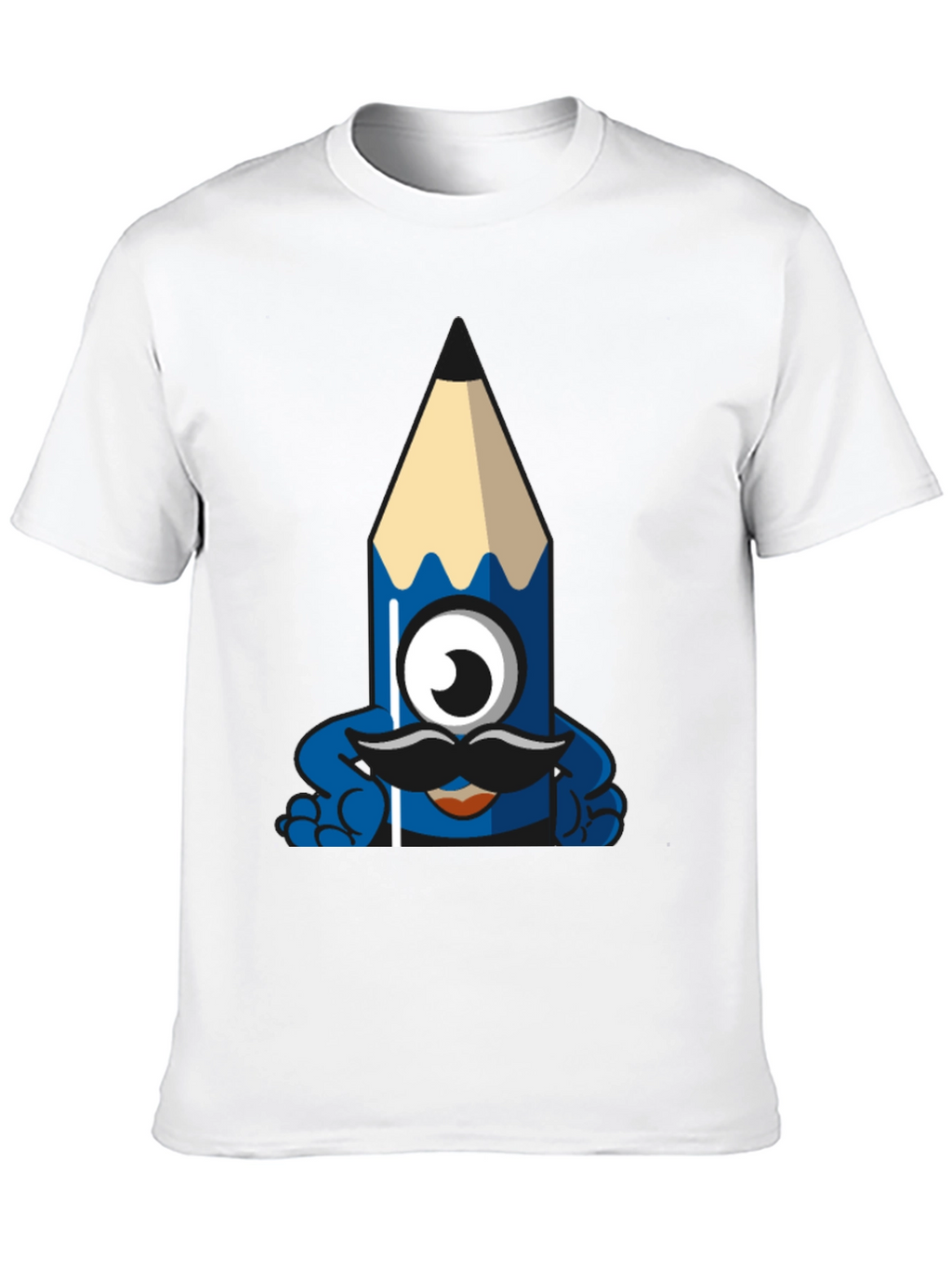 Funny Pencil Monster Graphic Tee - Black Cotton T-Shirt