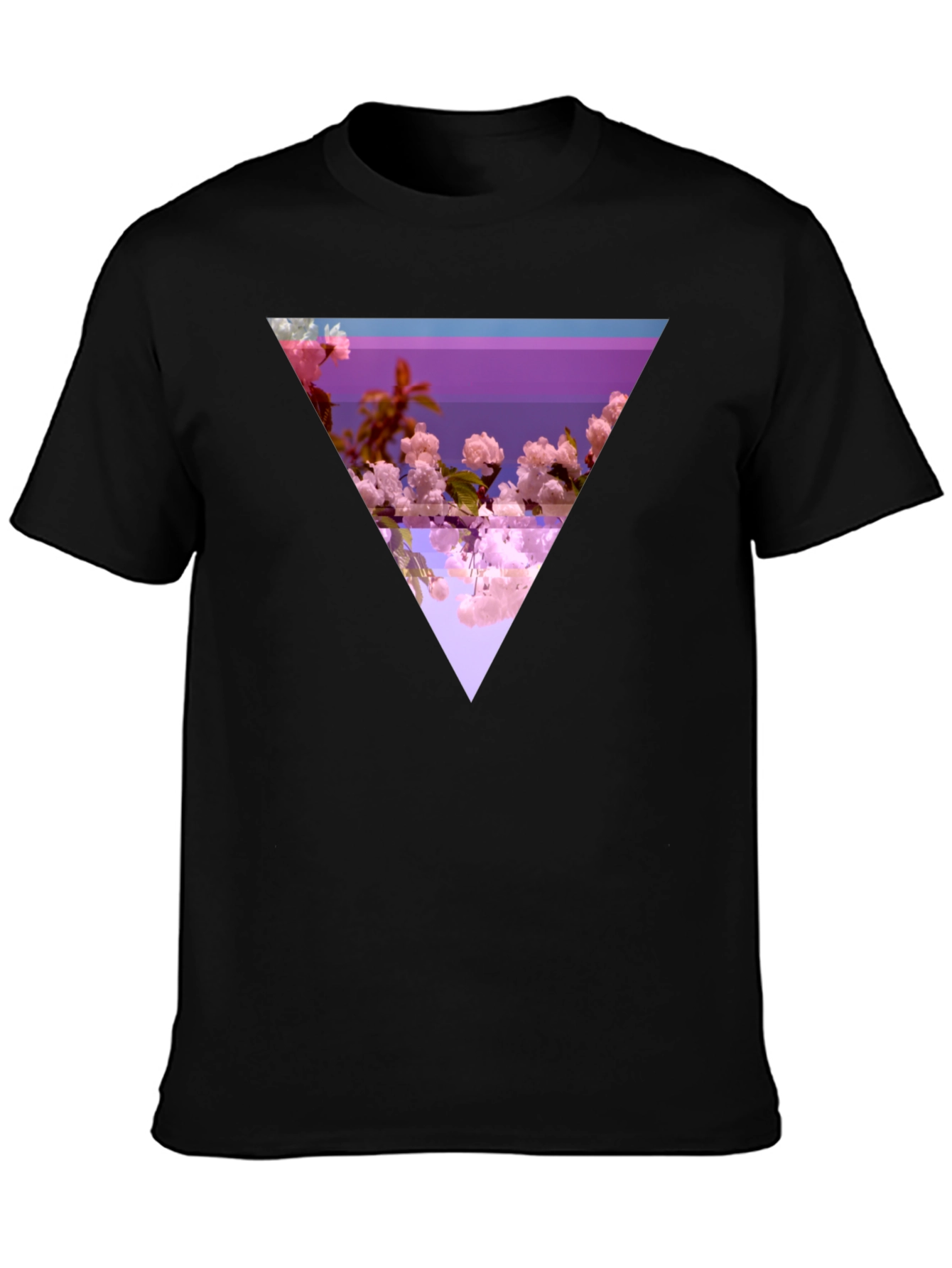 Abstract Floral Triangle Graphic Tee - Modern Black T-Shirt
