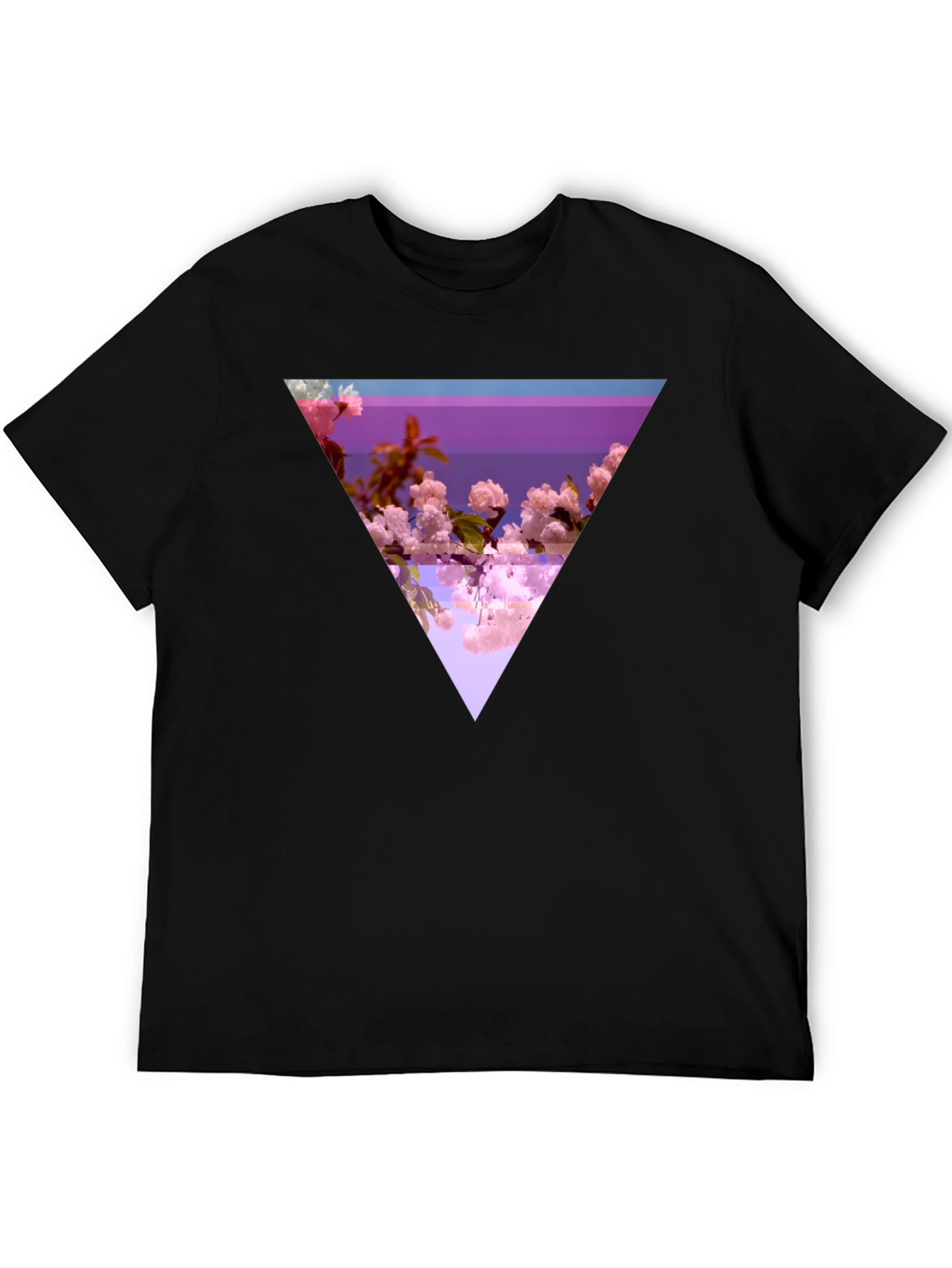 Abstract Floral Triangle Graphic Tee - Modern Black T-Shirt