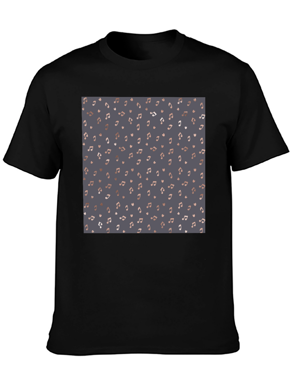 Stylish Music Note Print Black T-Shirt