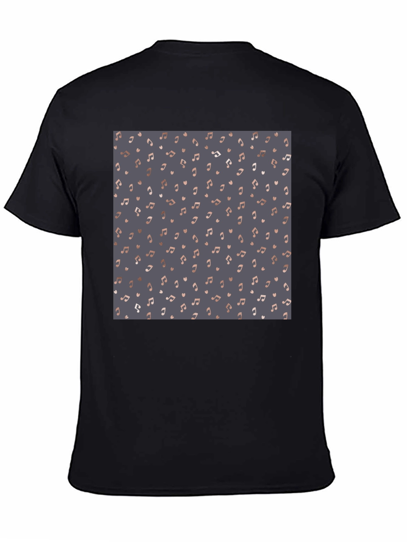 Stylish Music Note Print Black T-Shirt