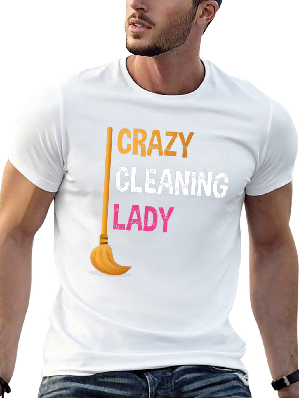 Crazy Cleaning Lady Graphic T-Shirt - Black