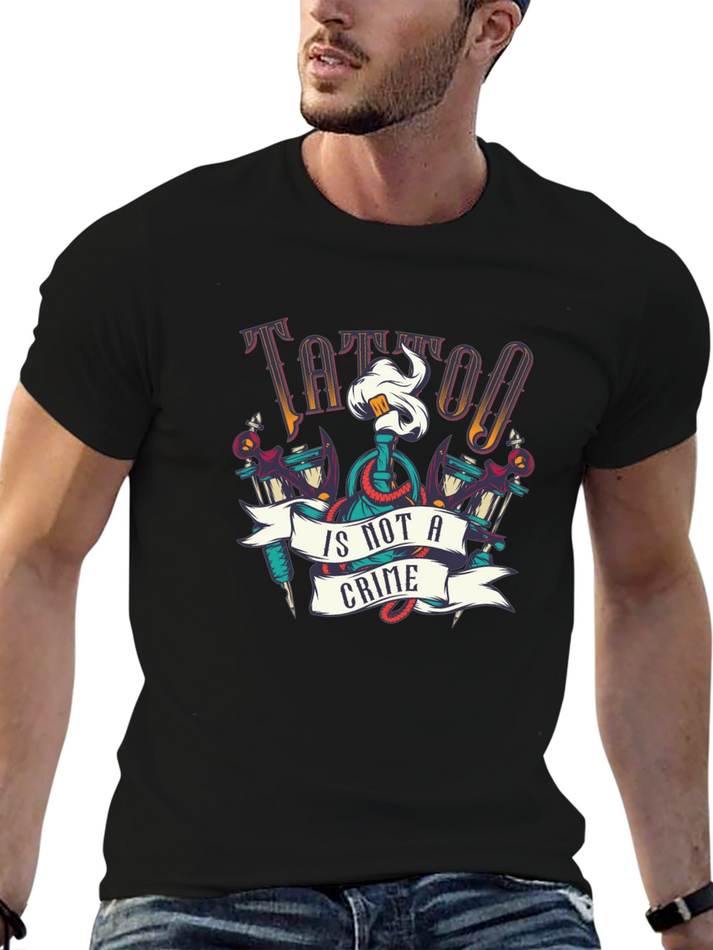 Tattoo Is Not A Crime Graphic Tee - Black