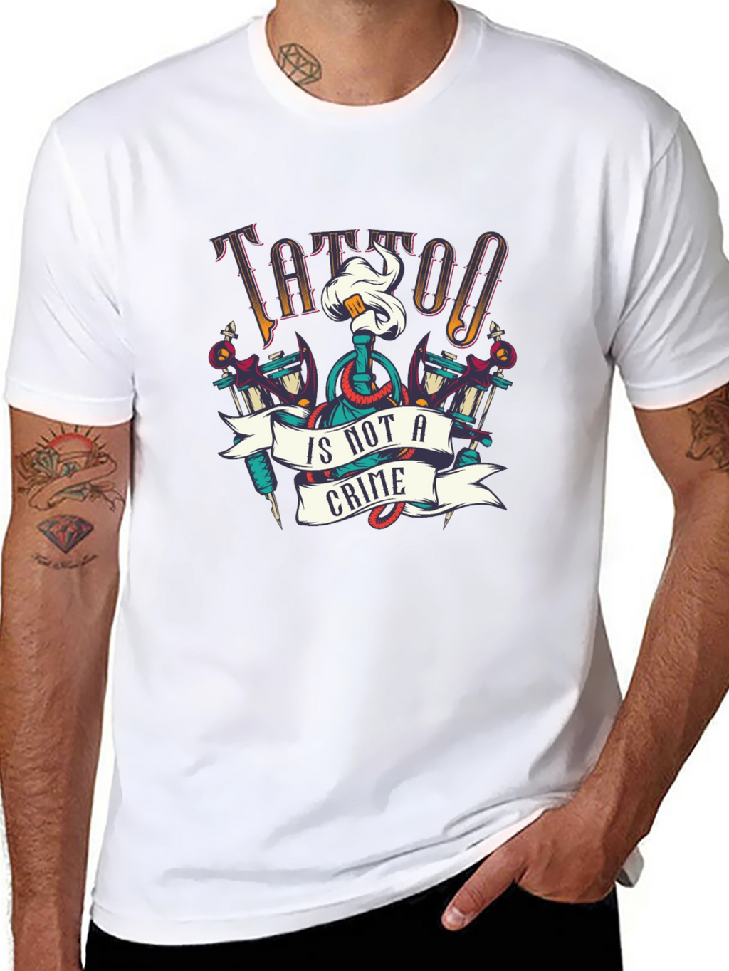Tattoo Is Not A Crime Graphic Tee - Black