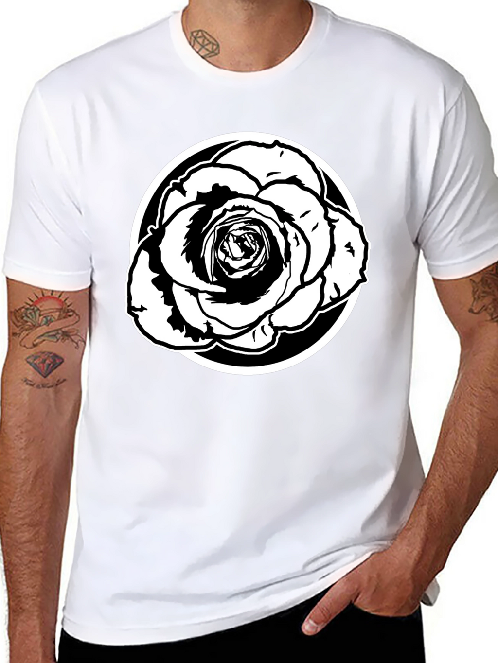 Black Rose Graphic Tee - Stylish Mens Casual Shirt