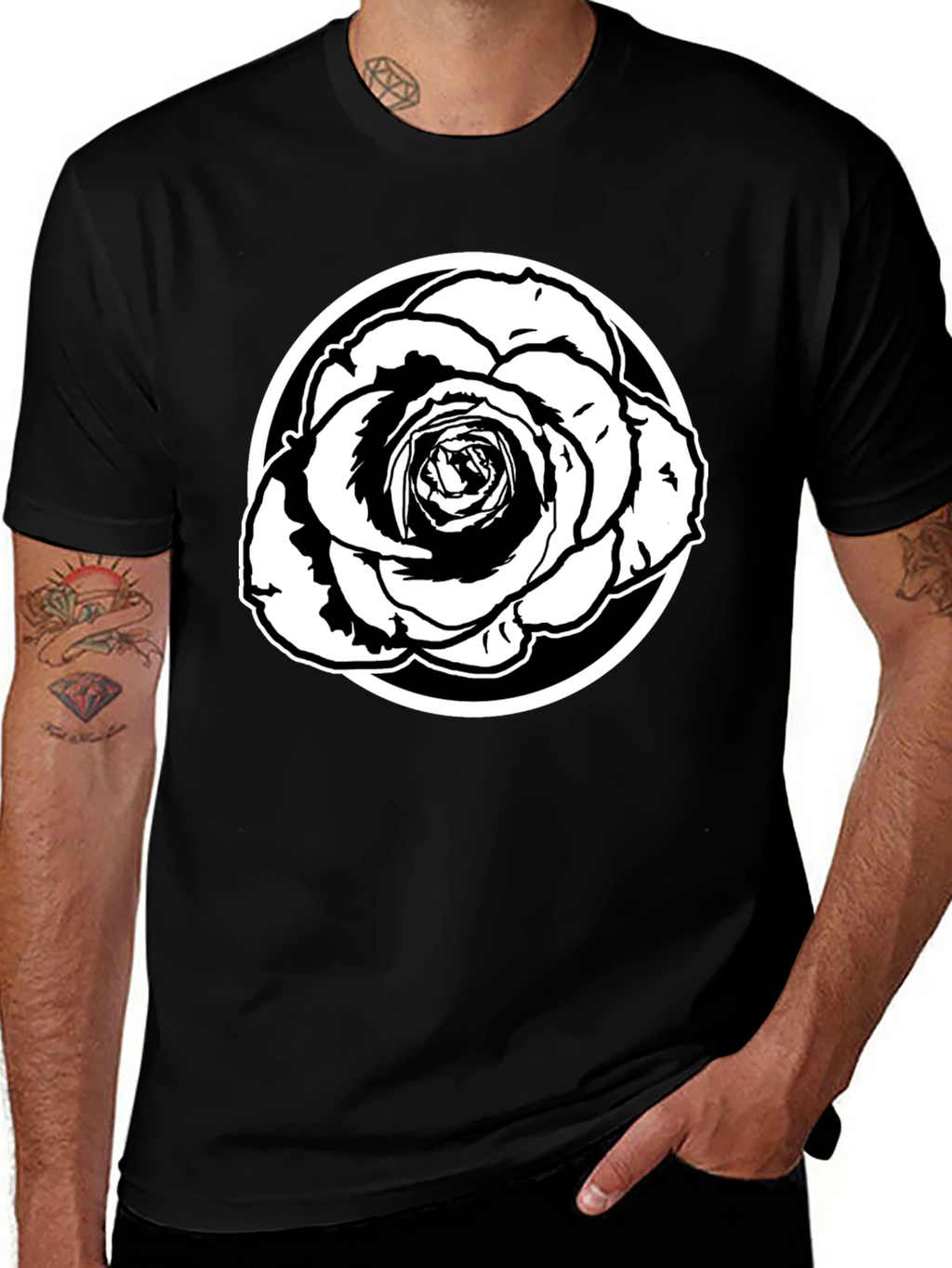 Black Rose Graphic Tee - Stylish Mens Casual Shirt