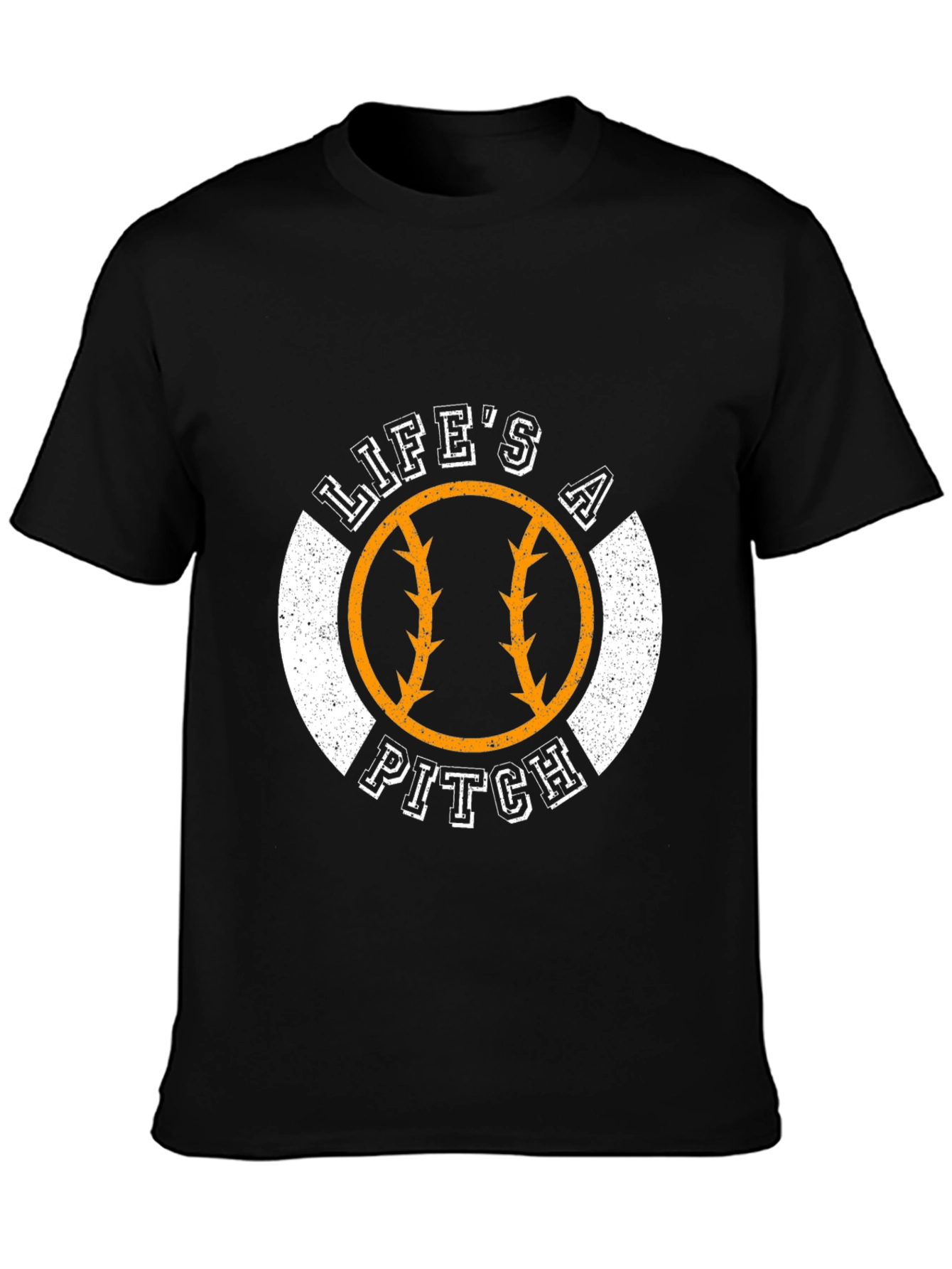 Lifes a Pitch Baseball Graphic Tee - Sporty Black T-Shirt