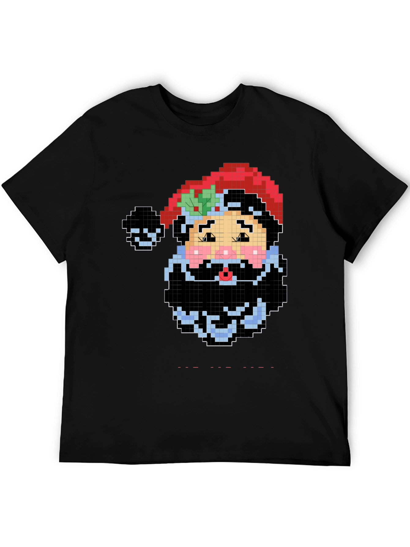 Pixel Santa Black T-Shirt