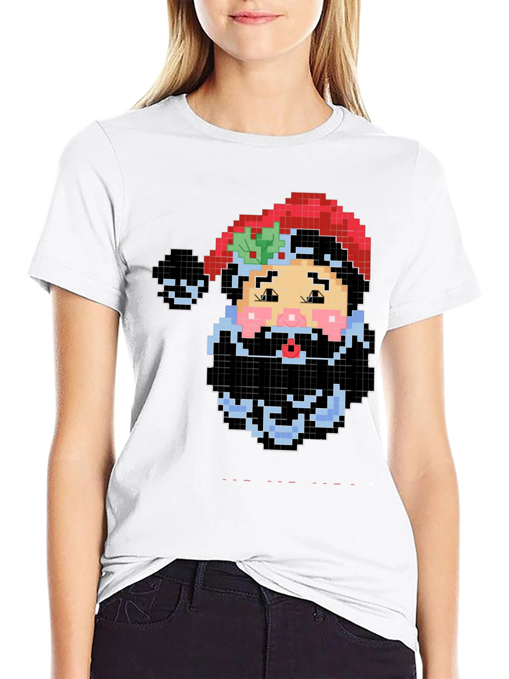 Pixel Santa Black T-Shirt