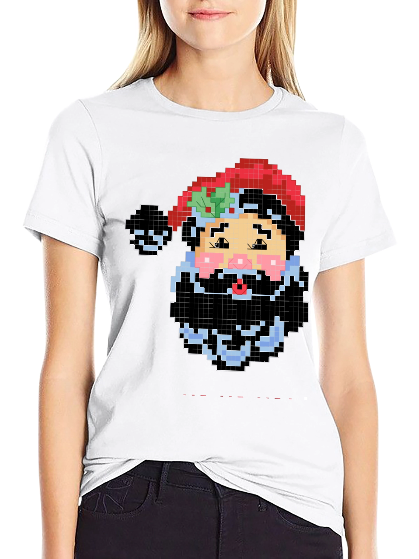 Pixel Santa Black T-Shirt