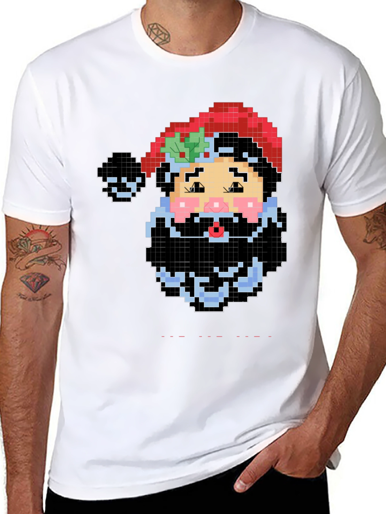 Pixel Santa Black T-Shirt