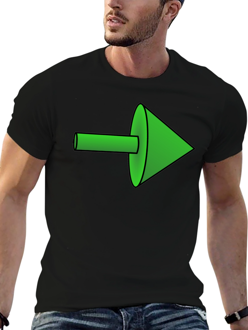 Green Arrow Graphic Black Tee