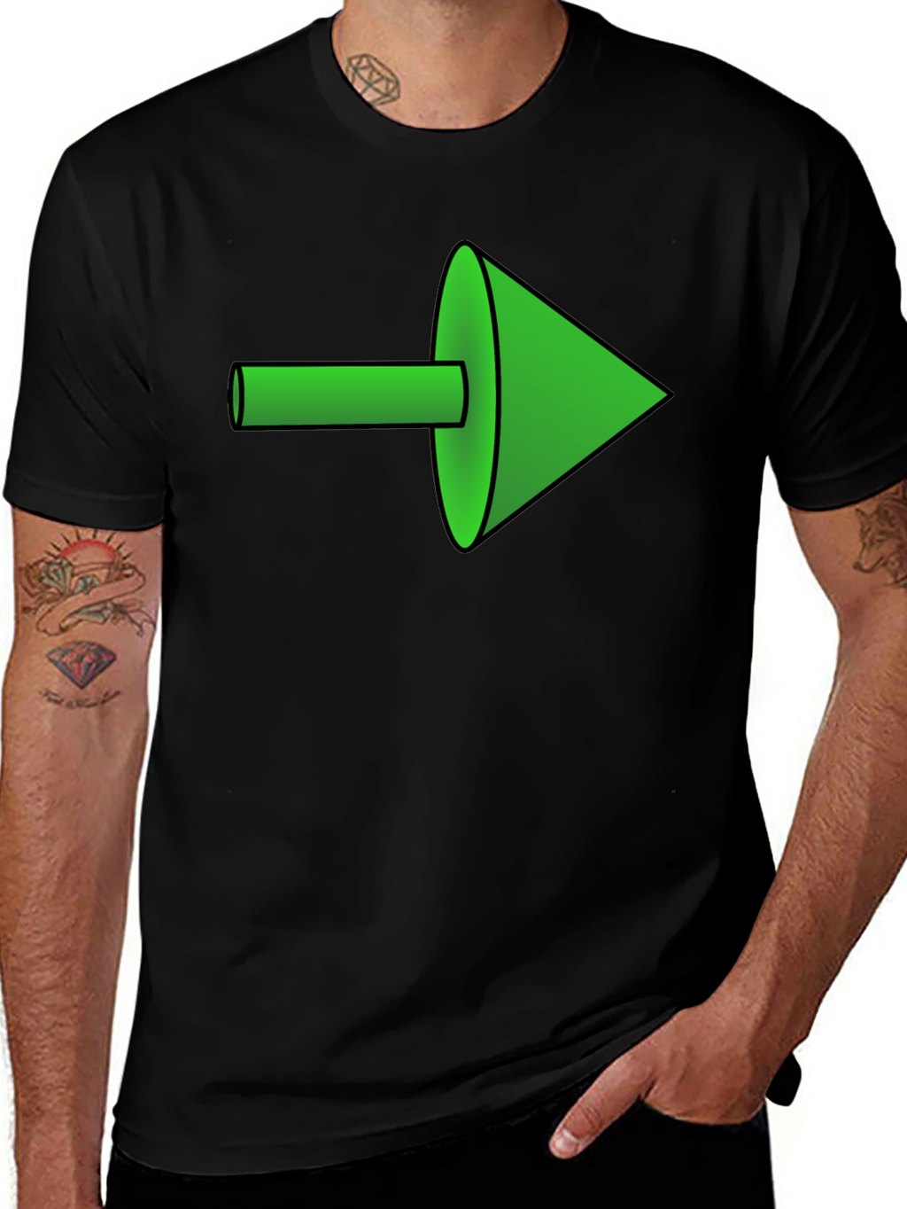 Green Arrow Graphic Black Tee