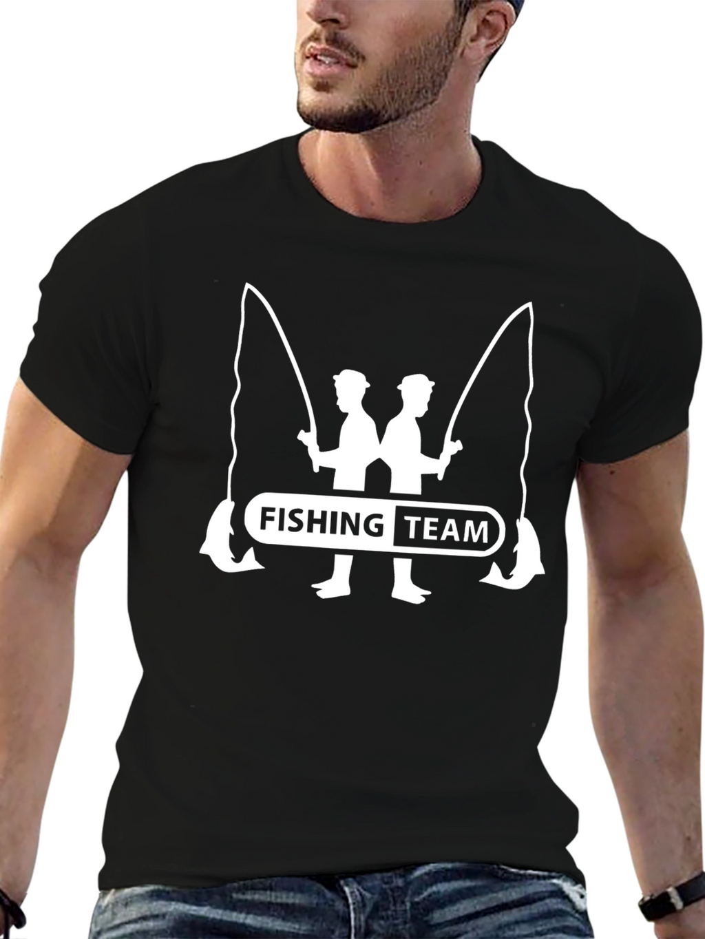 Fishing Team Graphic T-Shirt Black