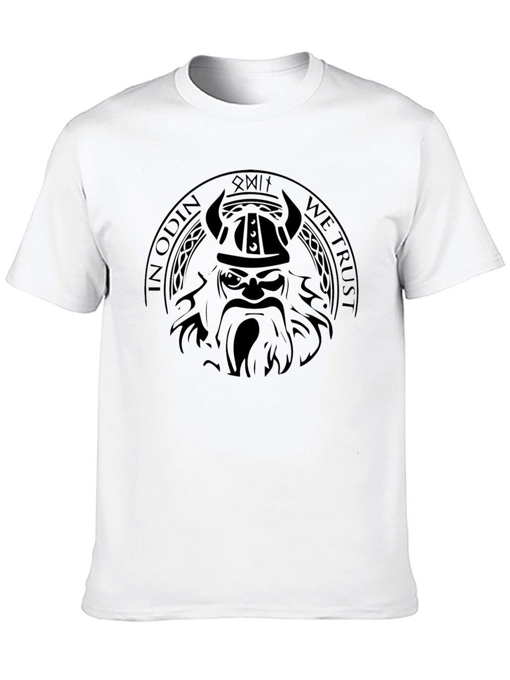 Viking Odin Graphic Print Black T-Shirt