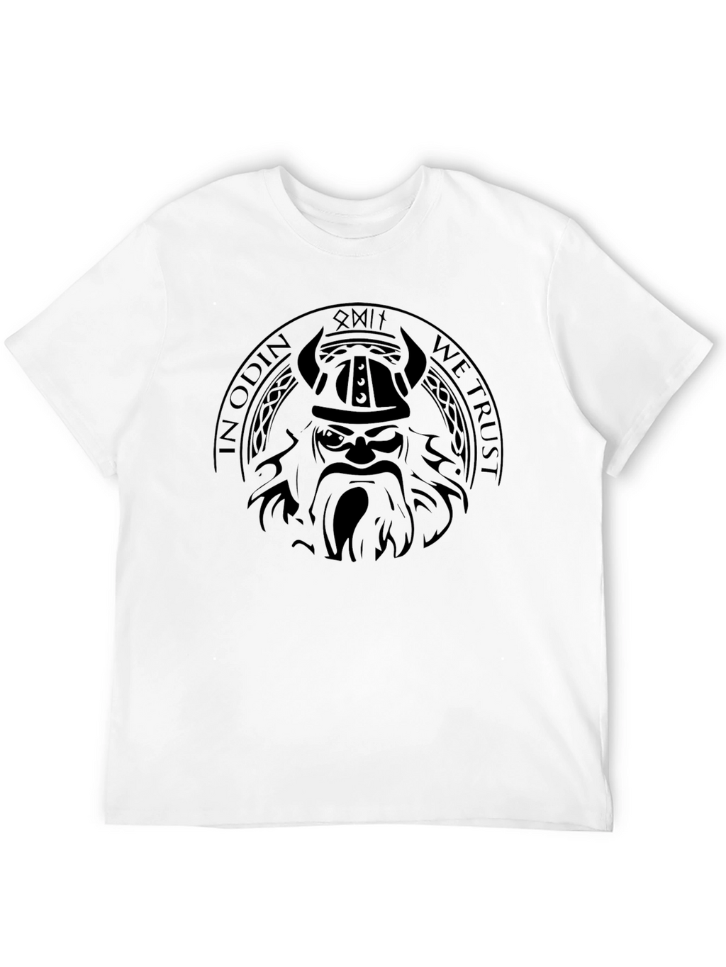 Viking Odin Graphic Print Black T-Shirt
