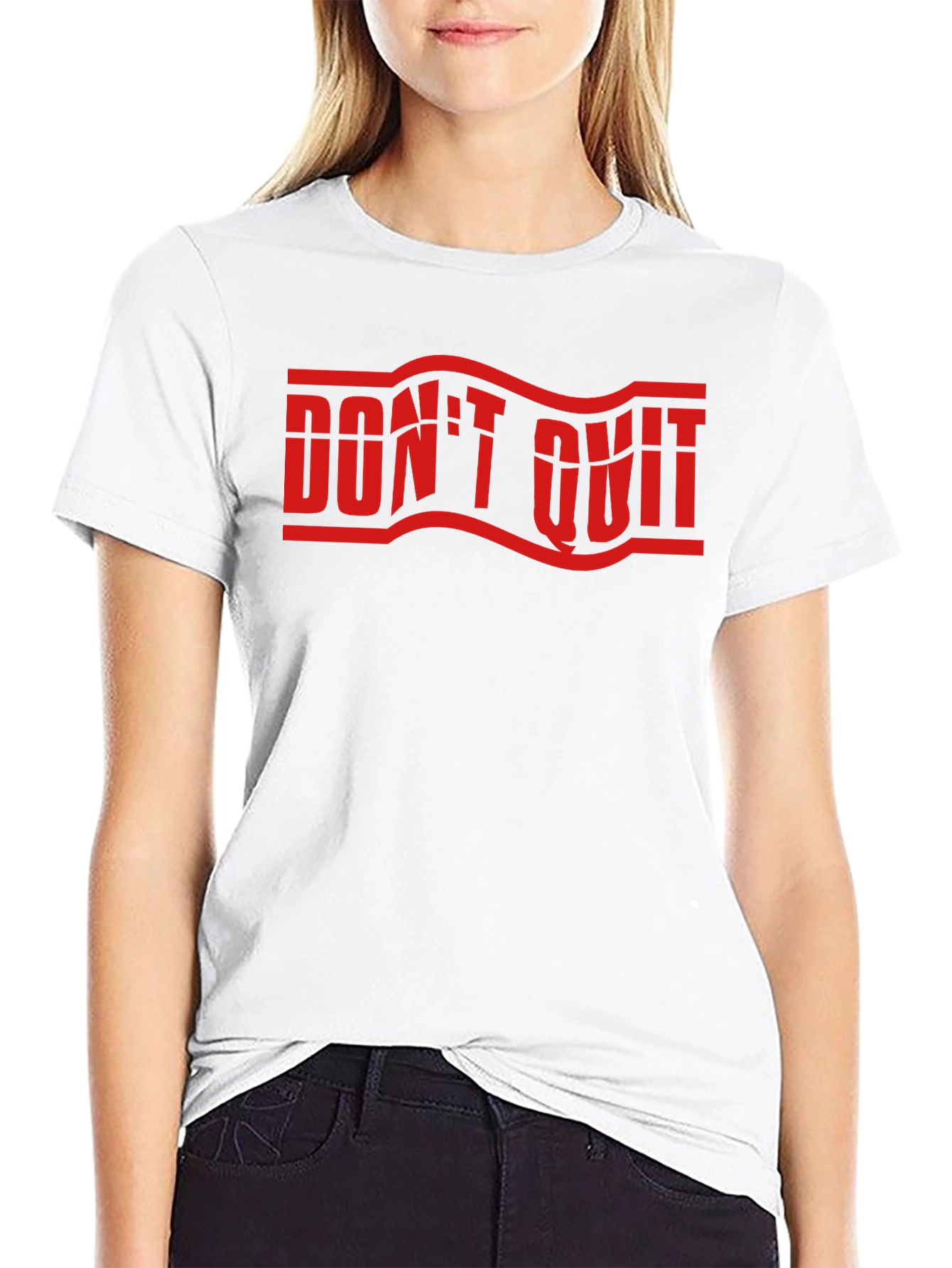 Dont Quit Graphic Print Crew Neck T-Shirt