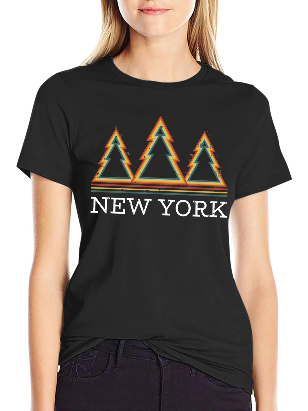 Retro New York Pine Tree Graphic T-Shirt