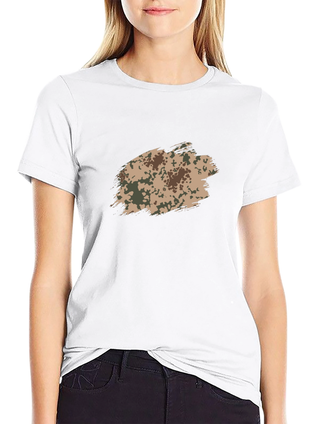 Mens Black T-Shirt with Camo Brushstroke Design