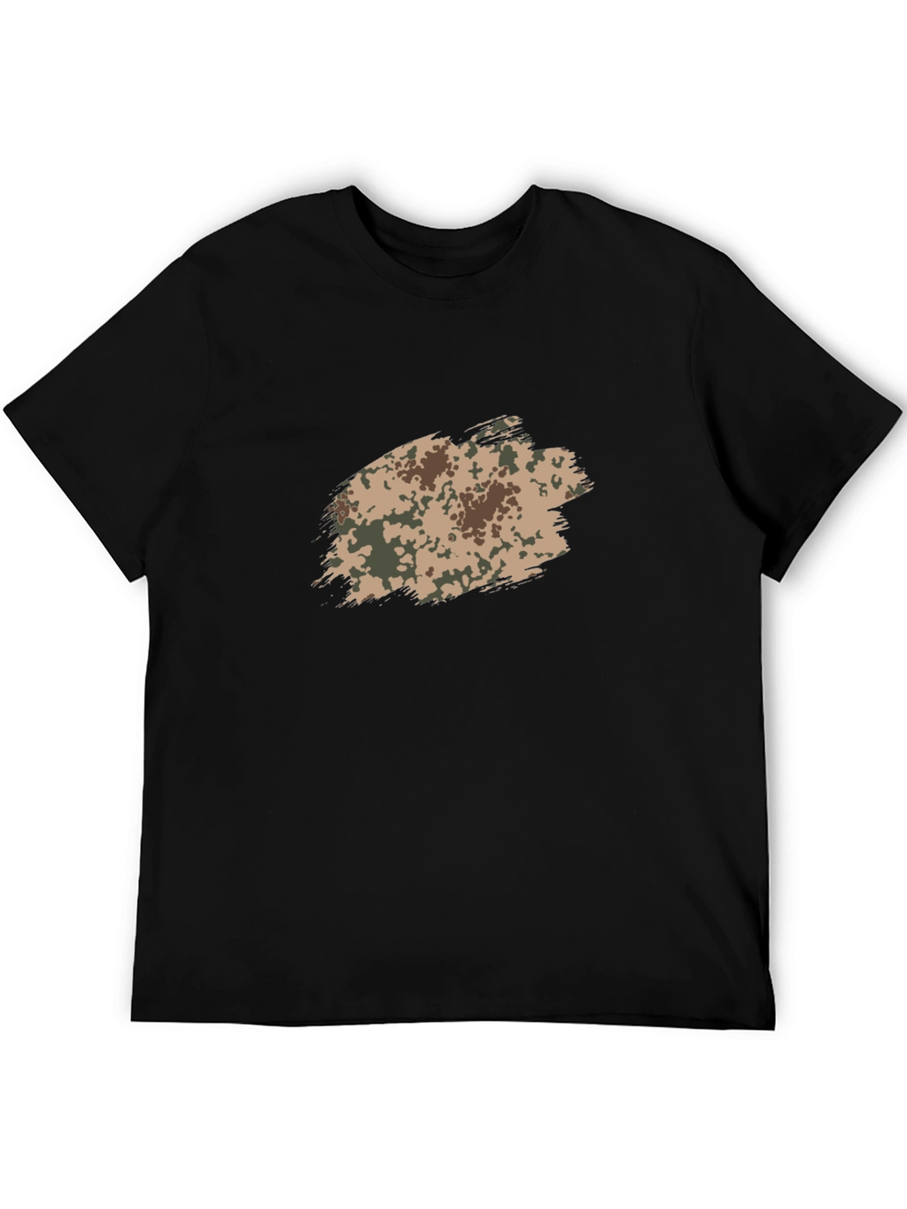 Mens Black T-Shirt with Camo Brushstroke Design