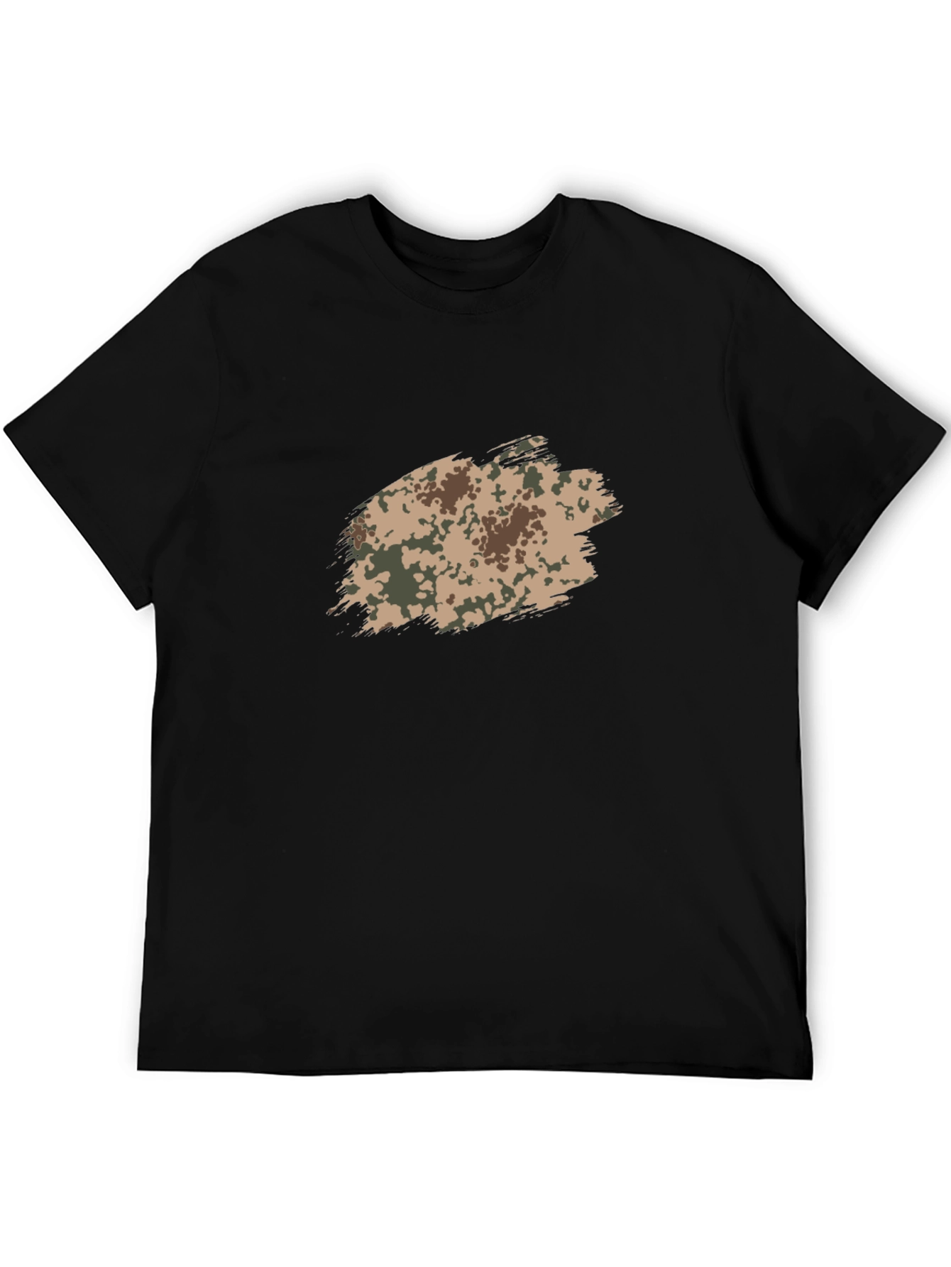 Mens Black T-Shirt with Camo Brushstroke Design
