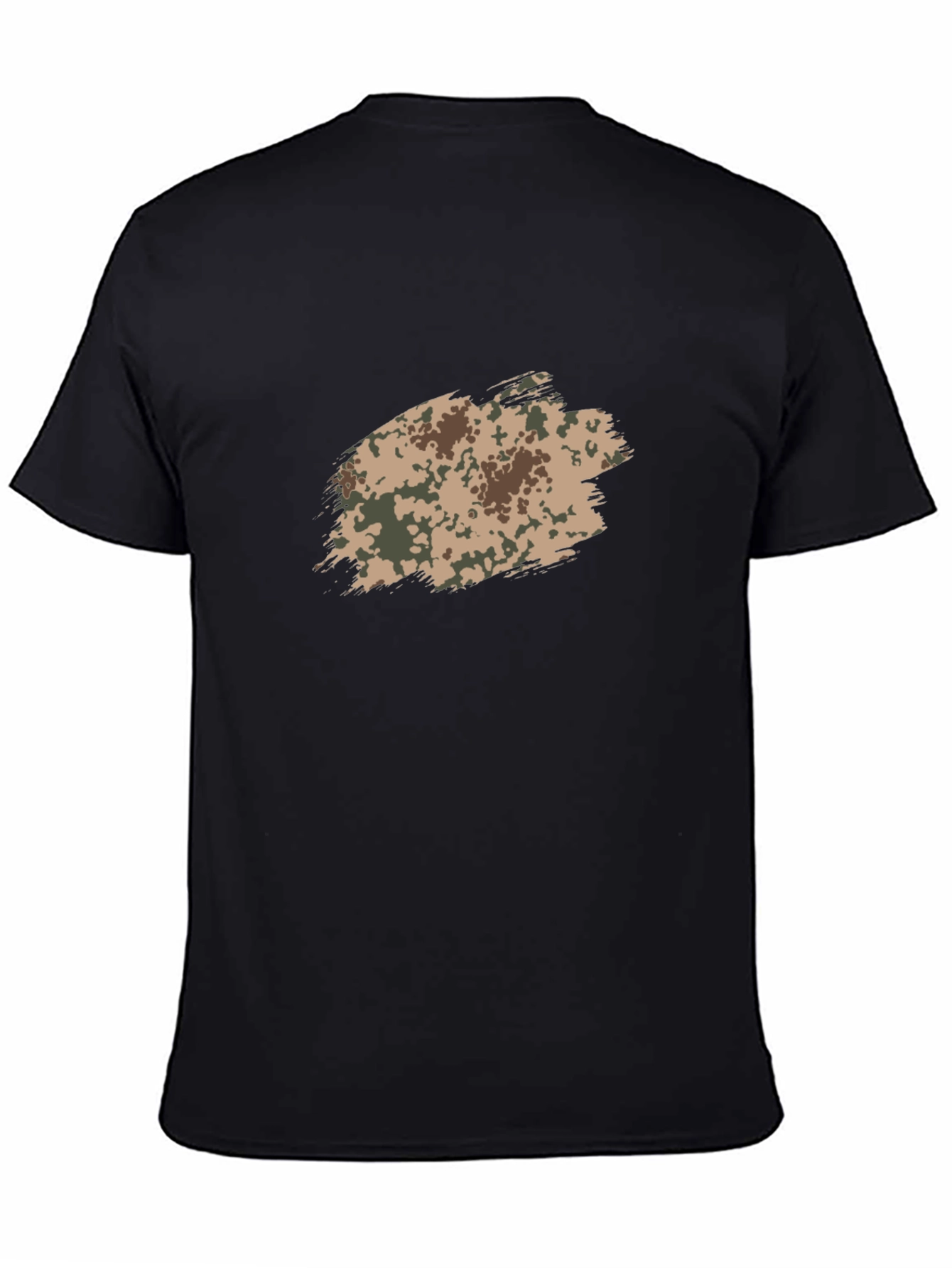 Mens Black T-Shirt with Camo Brushstroke Design
