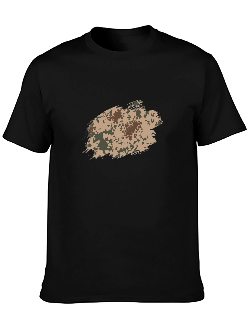 Mens Black T-Shirt with Camo Brushstroke Design