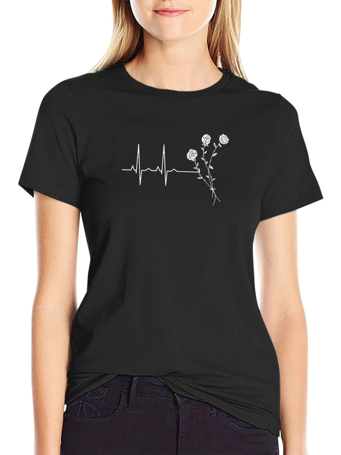 Heartbeat Rose T-Shirt - Stylish Graphic Tee